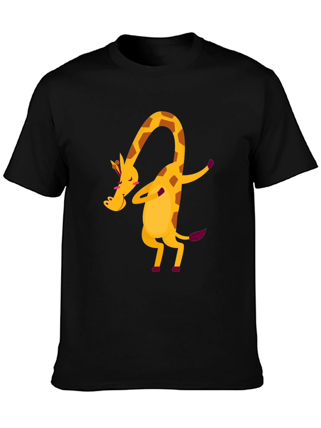 Dabbing Giraffe Graphic Tee - Fun Black T-Shirt