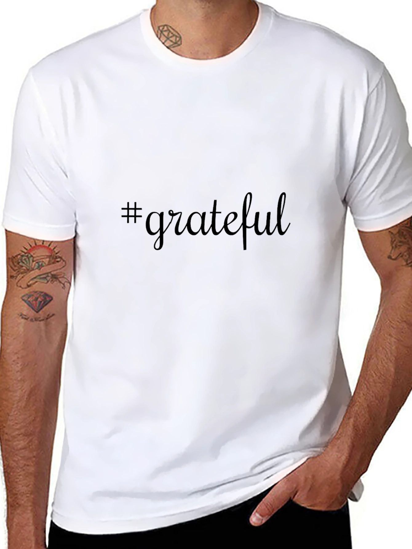 #Grateful Black Graphic Tee - Mens Casual Comfort