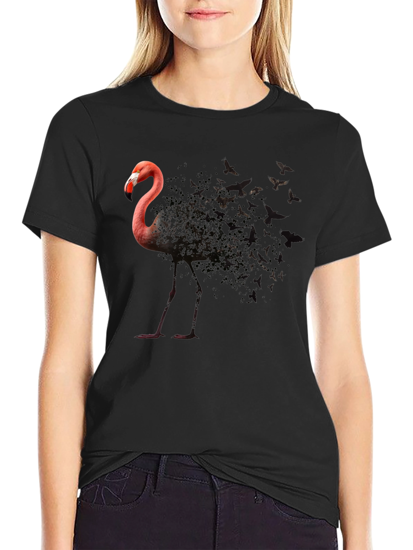 Flamingo Butterfly T-Shirt - Unique Graphic Tee