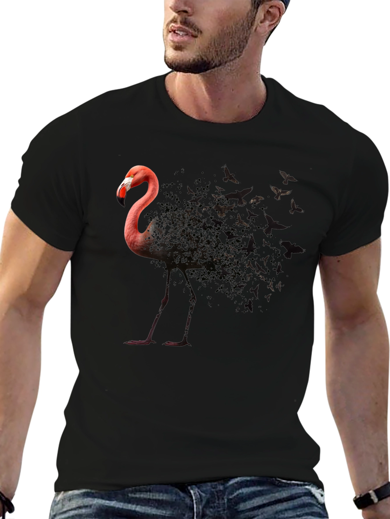 Flamingo Butterfly T-Shirt - Unique Graphic Tee