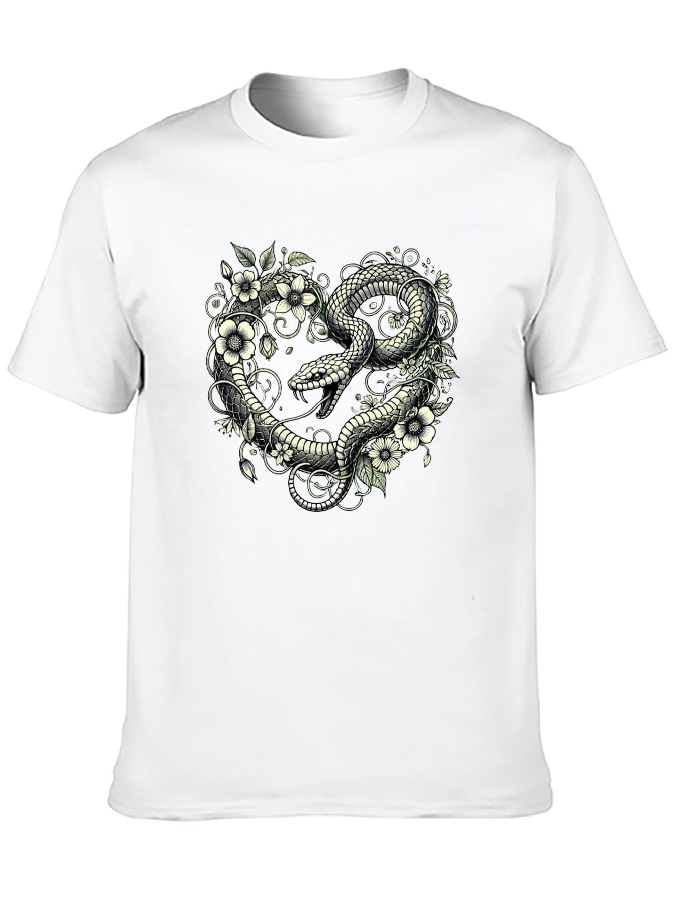 Snake & Floral Heart Graphic Tee