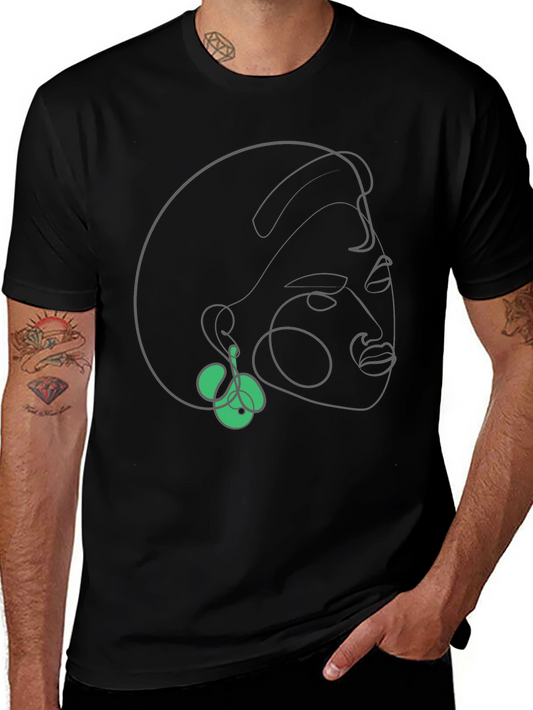 Abstract Face Line Art Graphic Tee - Modern Minimalist Shirt