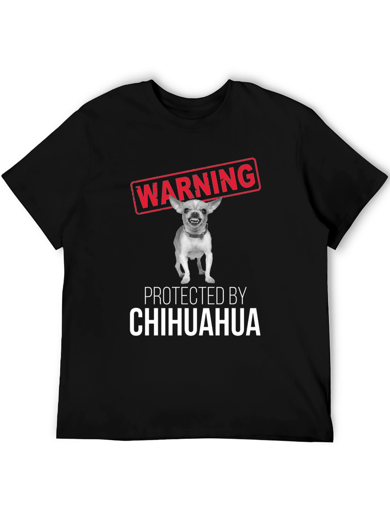 Warning Protected By Chihuahua Funny T-Shirt