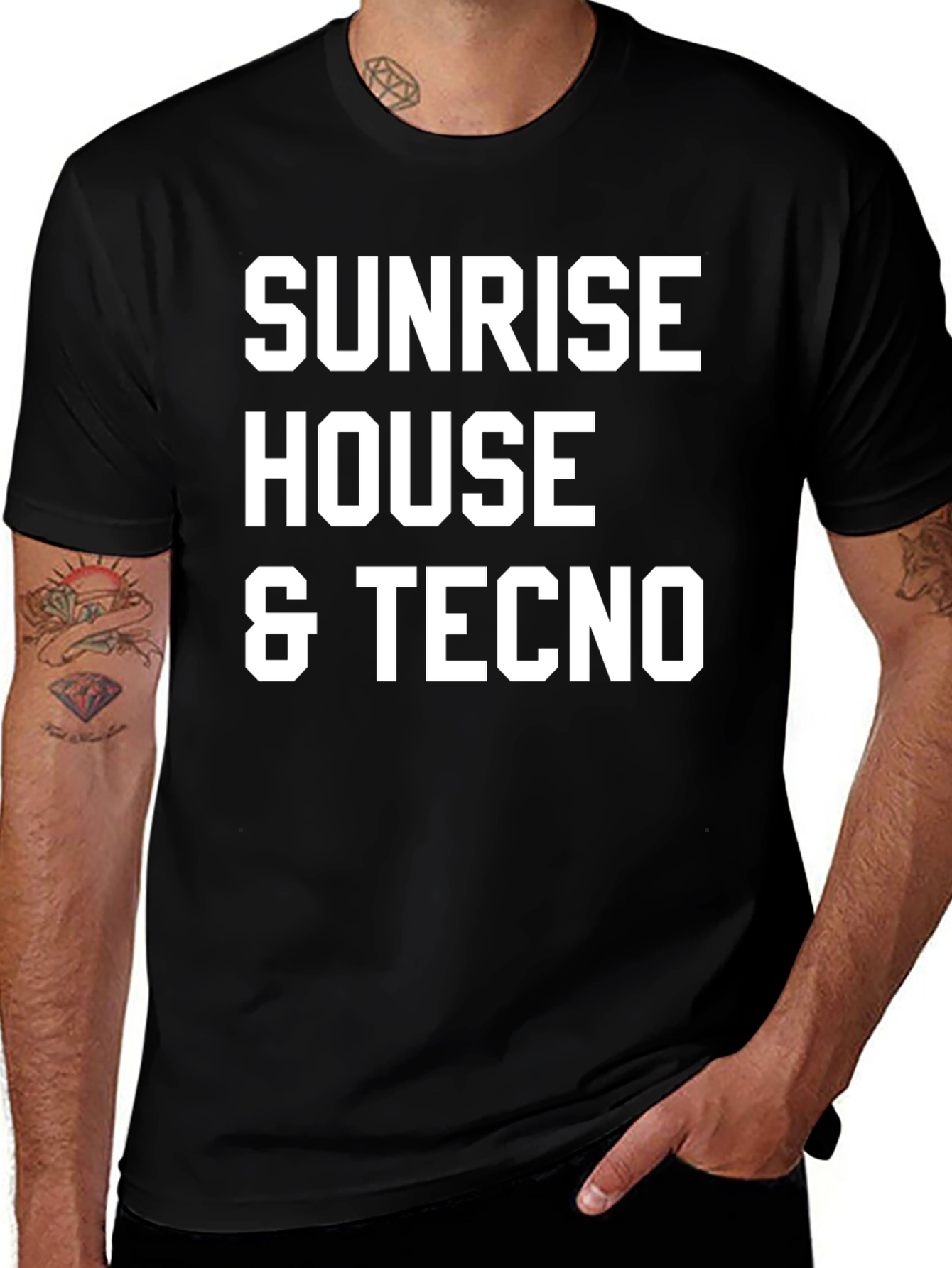 Sunrise House & Techno T-Shirt - Bold Graphic Tee