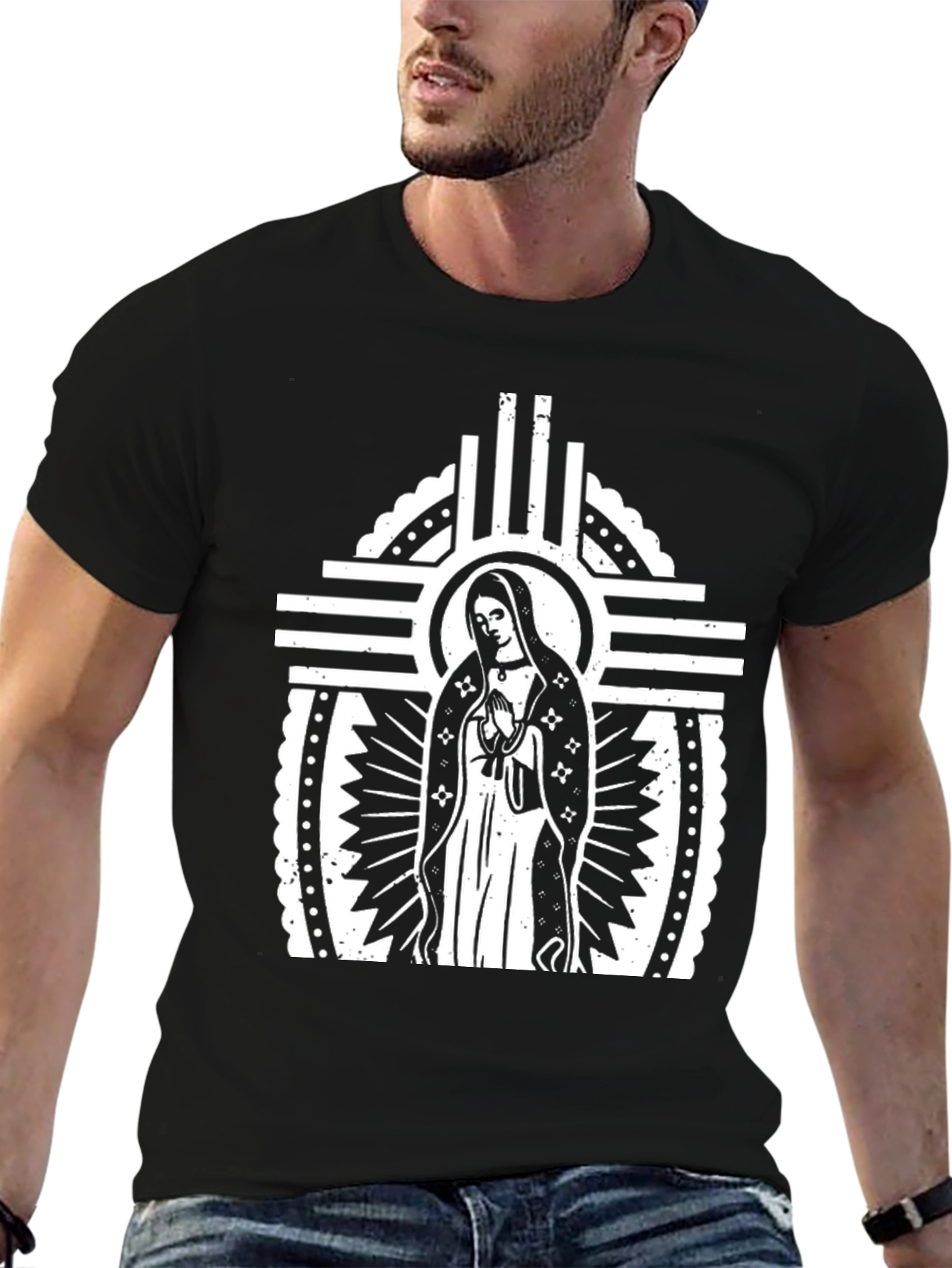 Virgin Mary Graphic T-Shirt - Black