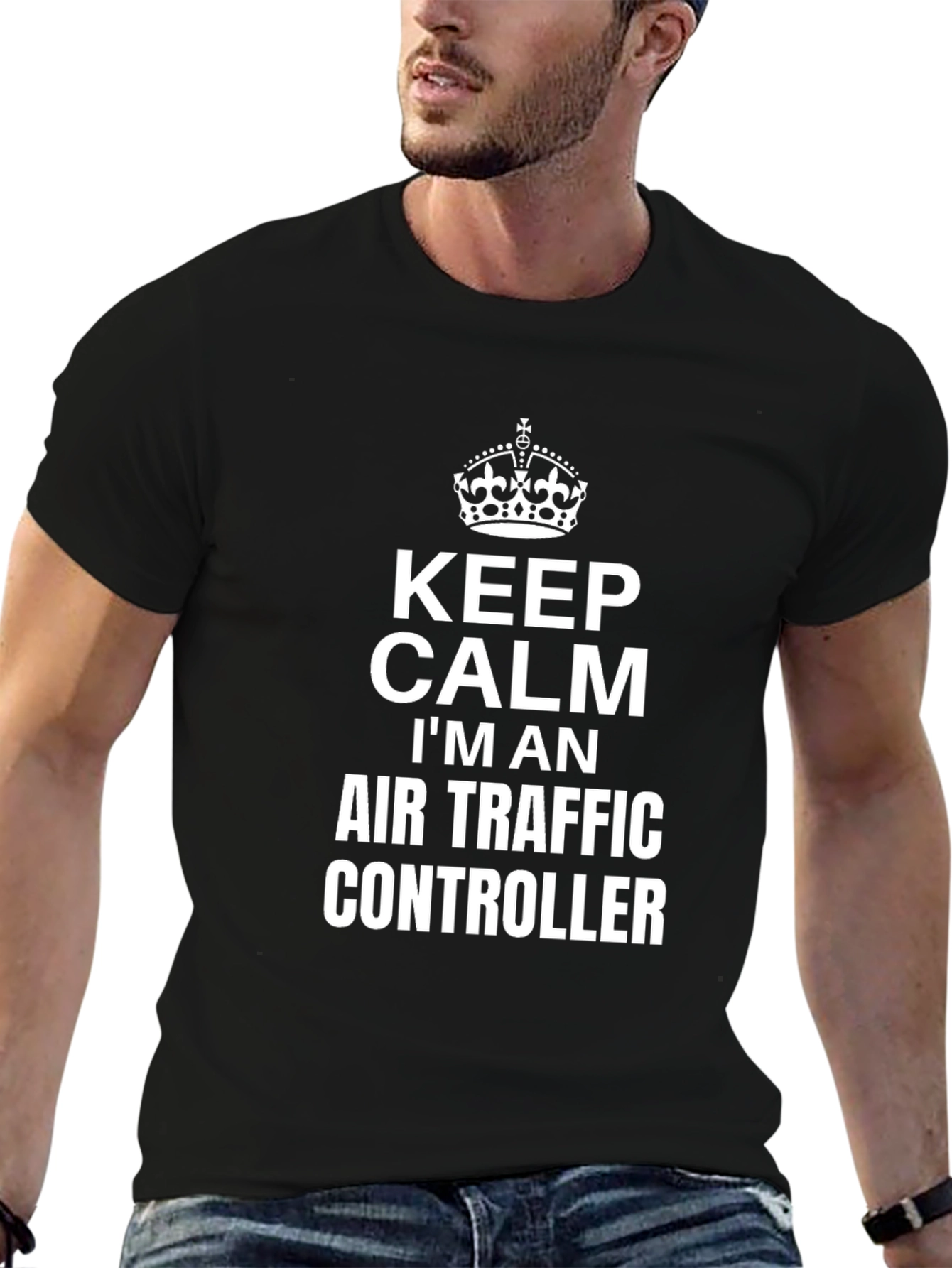 Keep Calm Air Traffic Controller Black T-Shirt