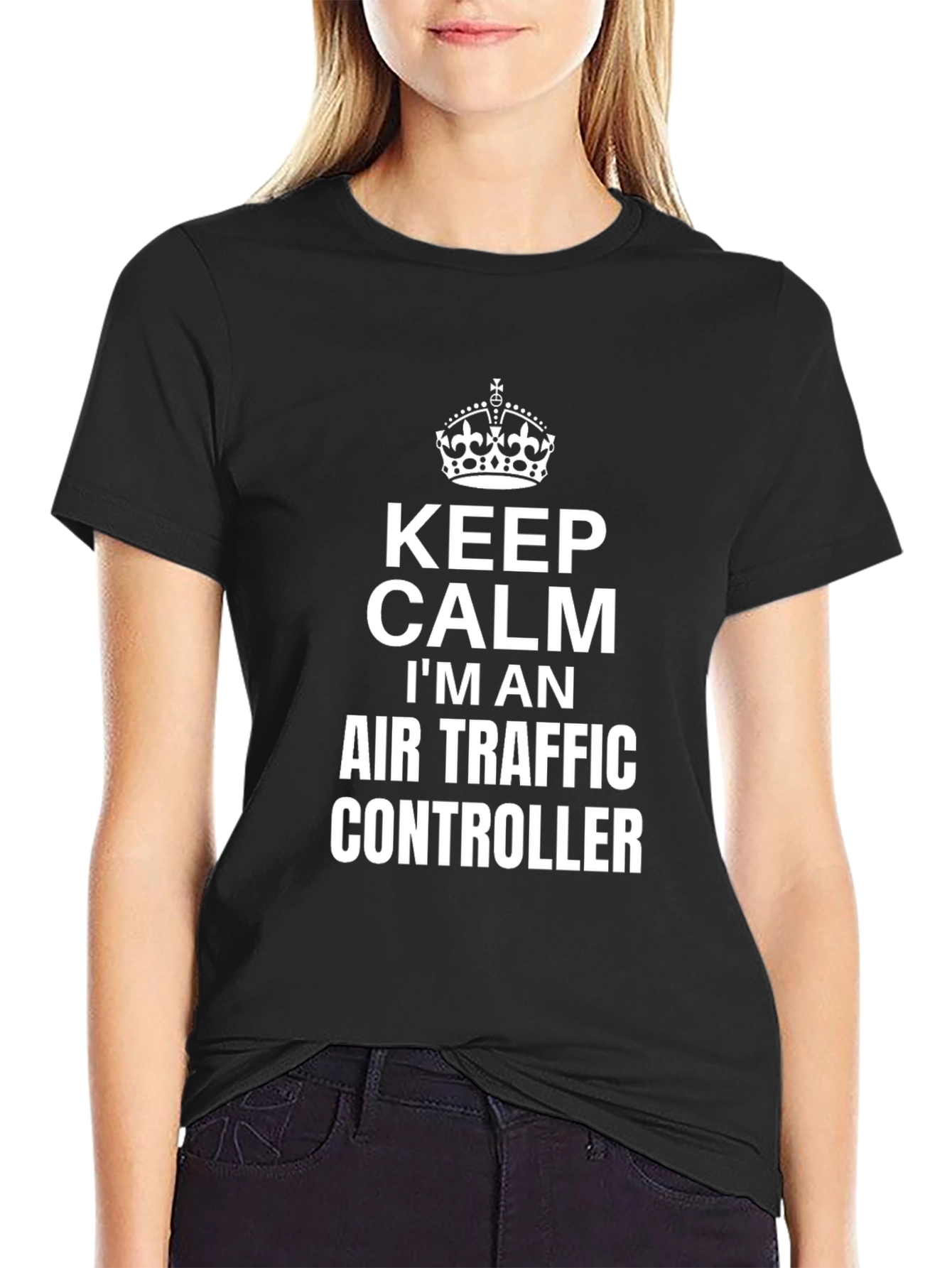 Keep Calm Air Traffic Controller Black T-Shirt