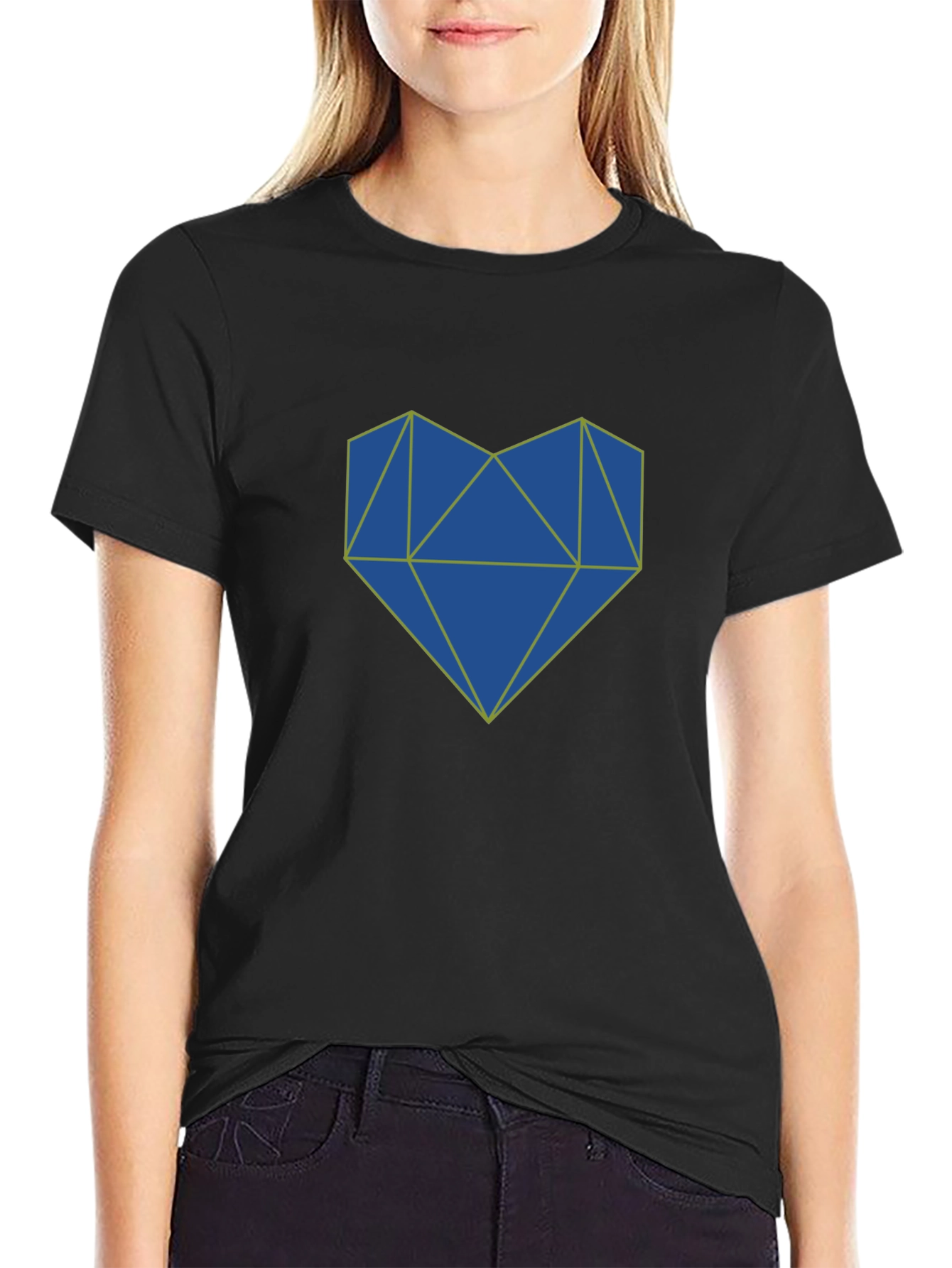 Geometric Heart Graphic Tee - Stylish Mens Black T-Shirt