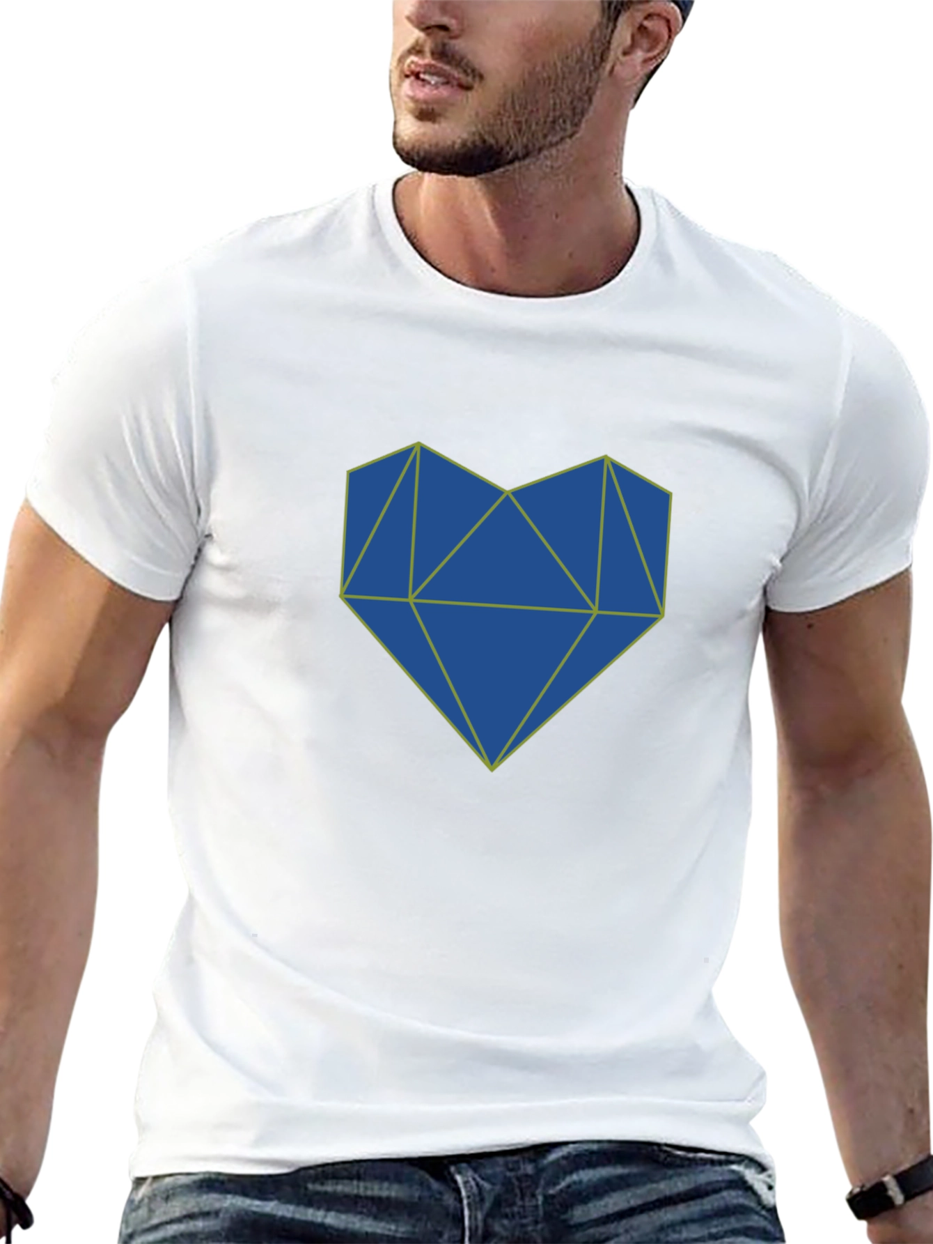 Geometric Heart Graphic Tee - Stylish Mens Black T-Shirt