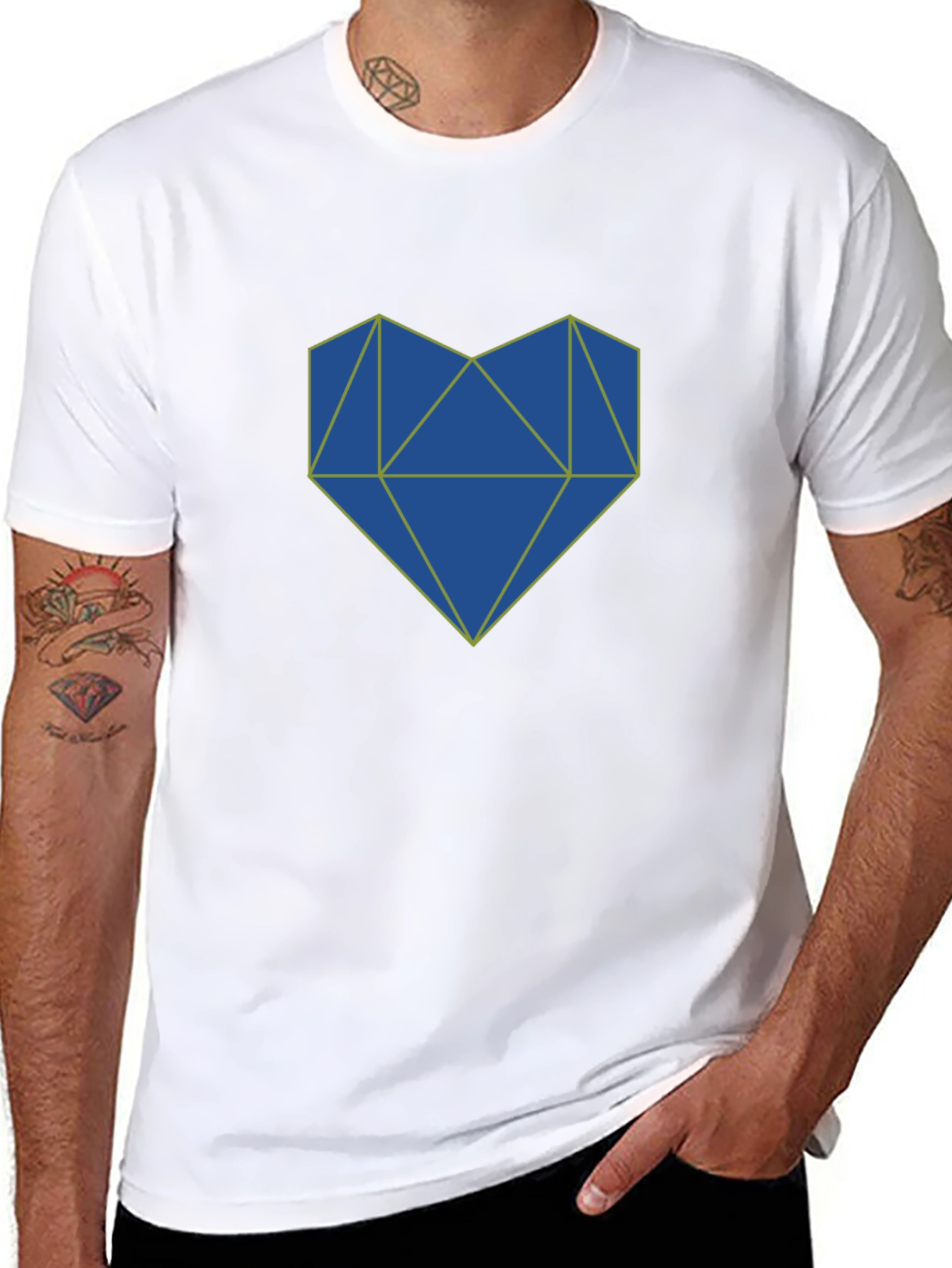 Geometric Heart Graphic Tee - Stylish Mens Black T-Shirt