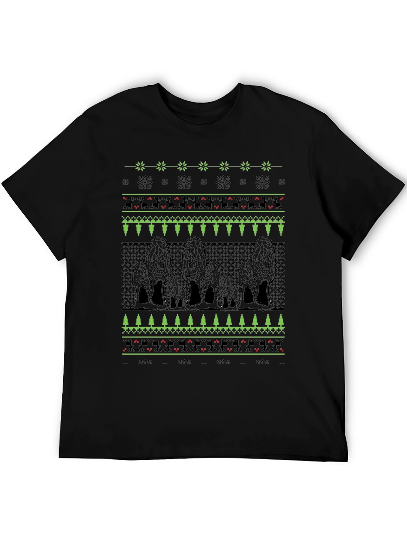 Morel Mushroom Ugly Christmas Sweater Style T-Shirt