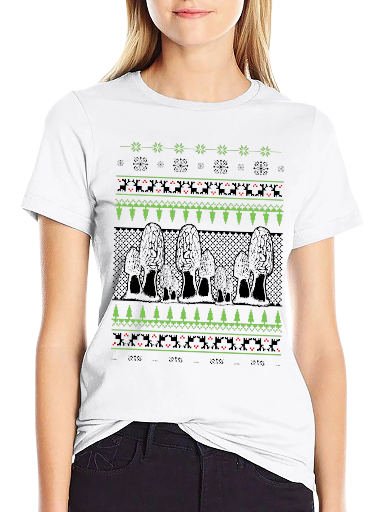Morel Mushroom Ugly Christmas Sweater Style T-Shirt