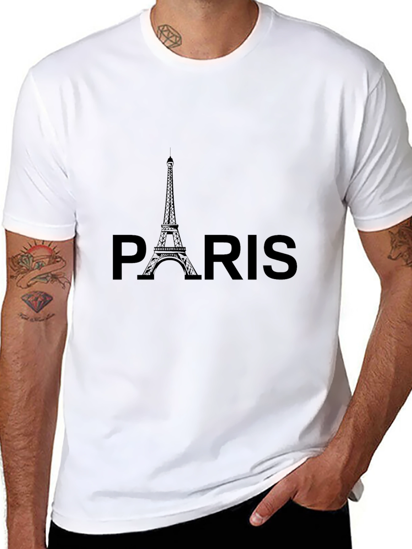Paris Eiffel Tower Graphic Tee - Black