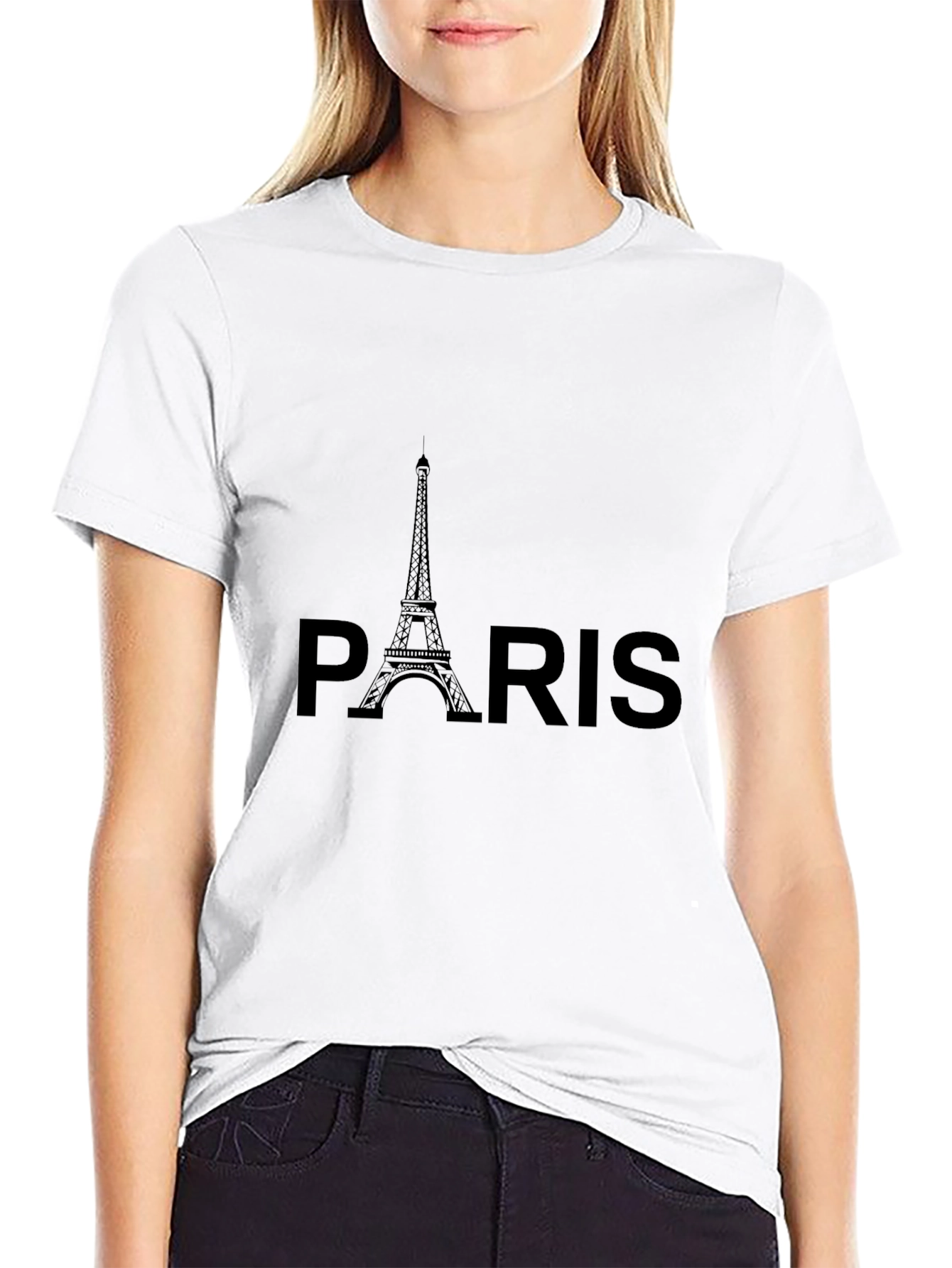 Paris Eiffel Tower Graphic Tee - Black