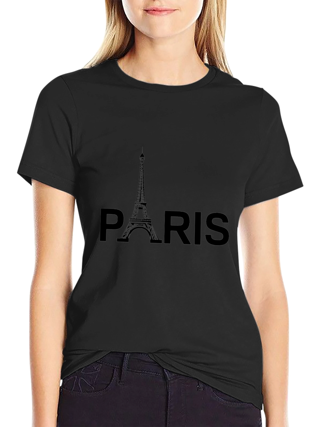 Paris Eiffel Tower Graphic Tee - Black