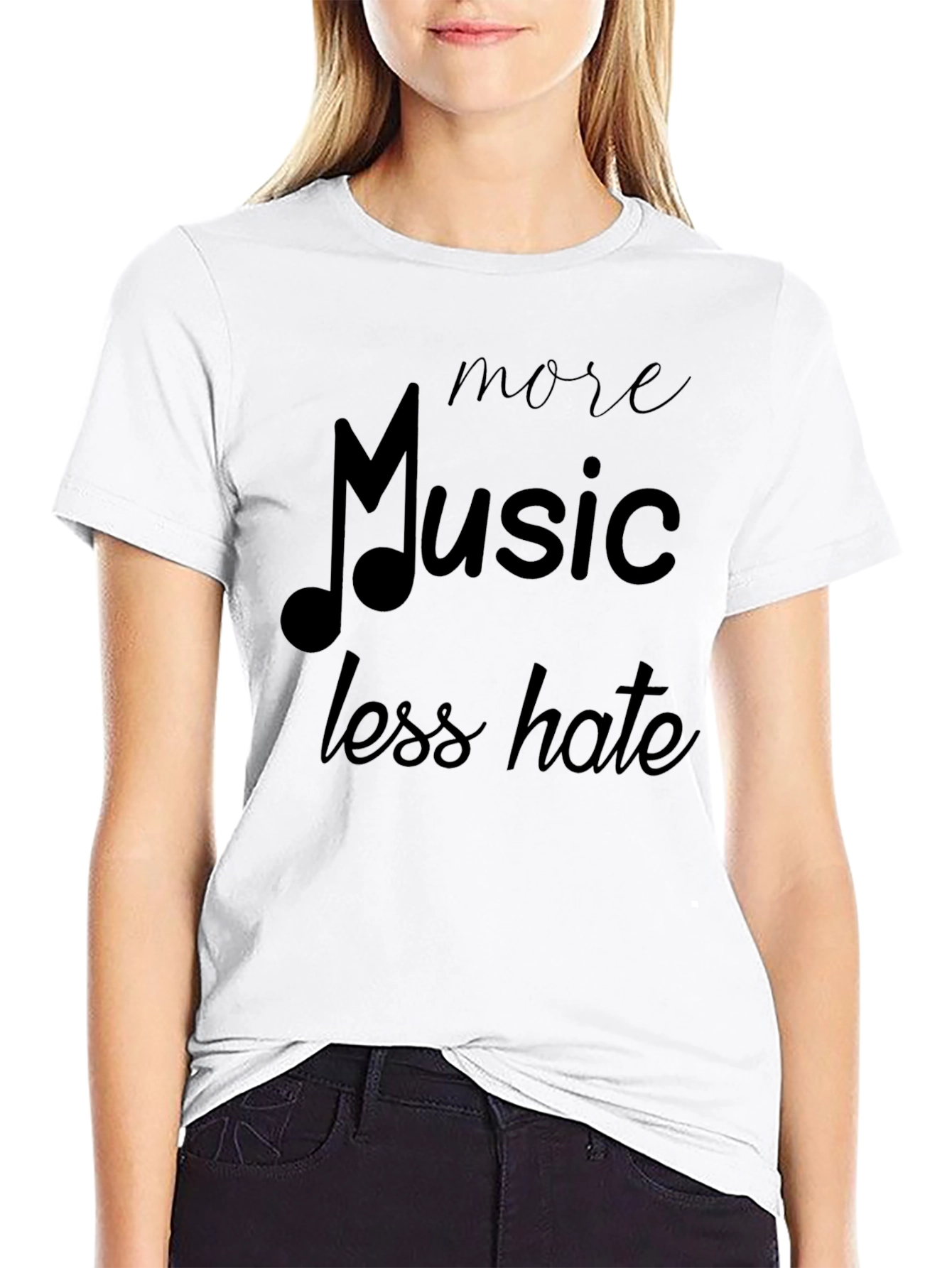 More Music Less Hate Black T-Shirt