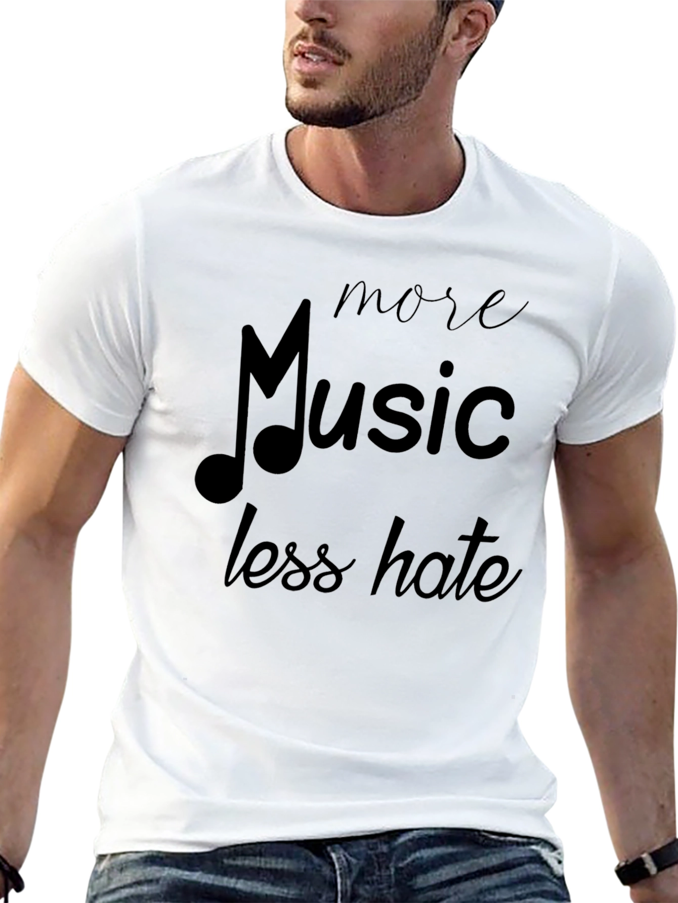More Music Less Hate Black T-Shirt