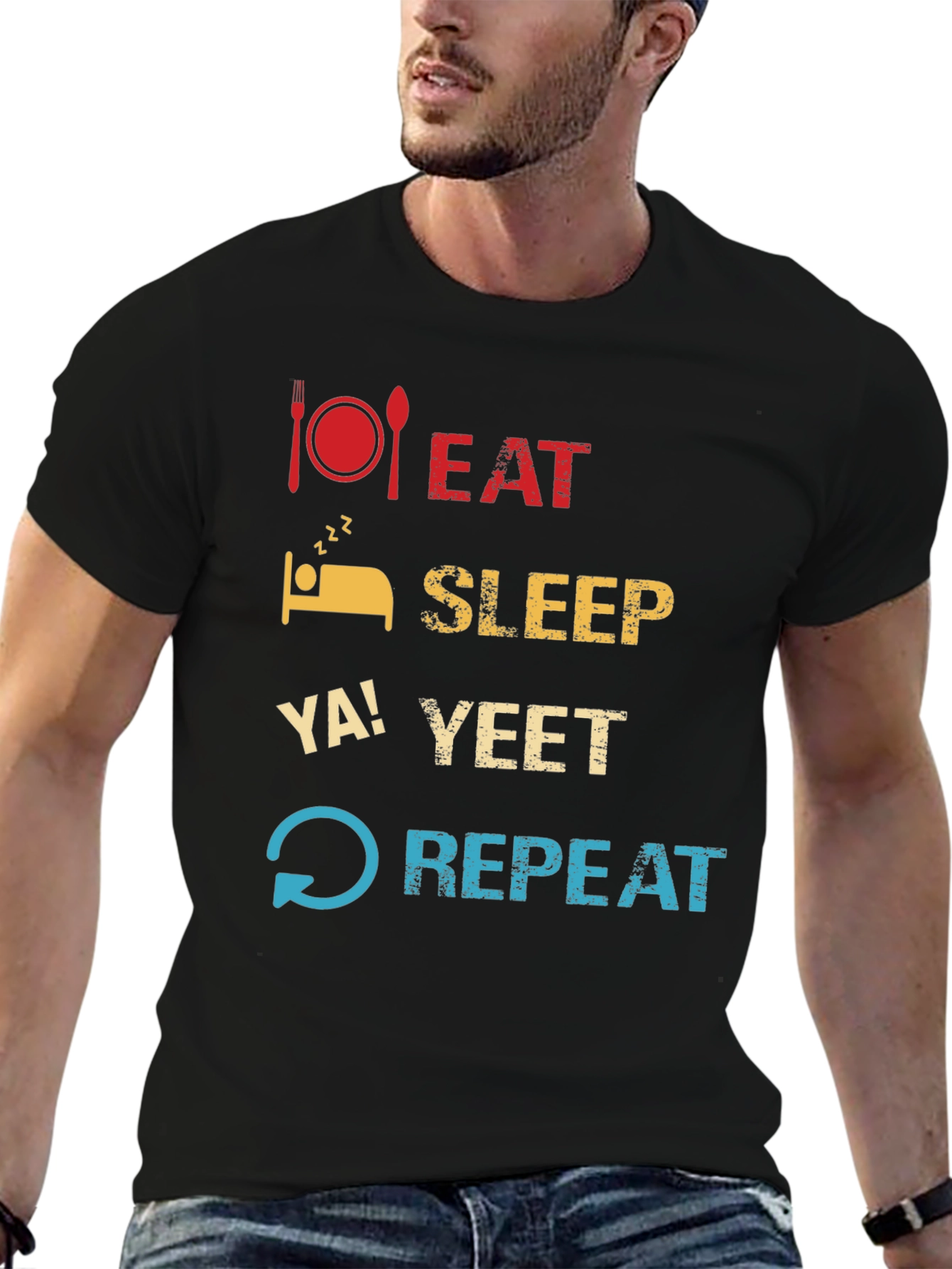 Eat Sleep Ya! Yeet Repeat Funny Graphic T-Shirt
