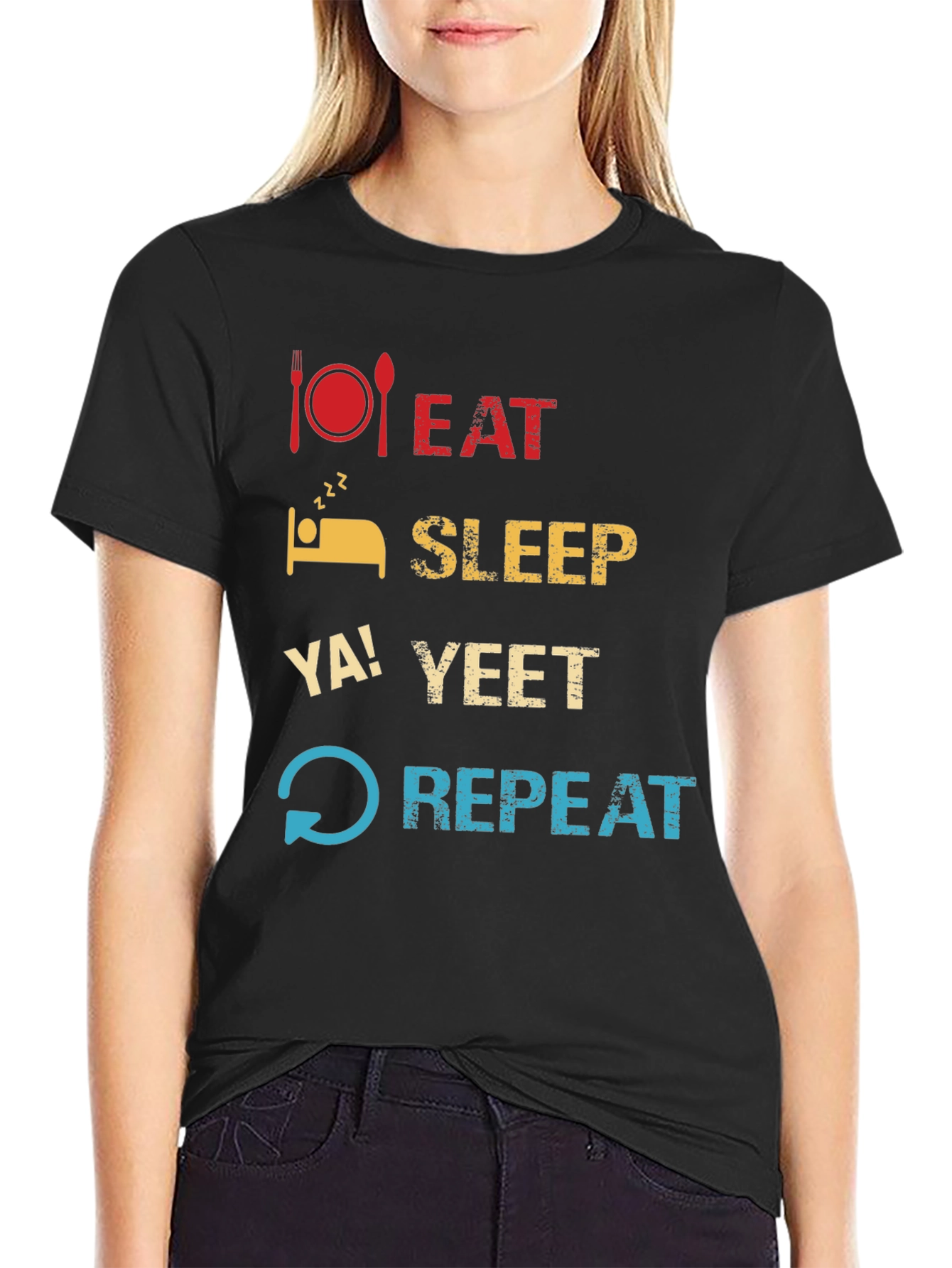 Eat Sleep Ya! Yeet Repeat Funny Graphic T-Shirt
