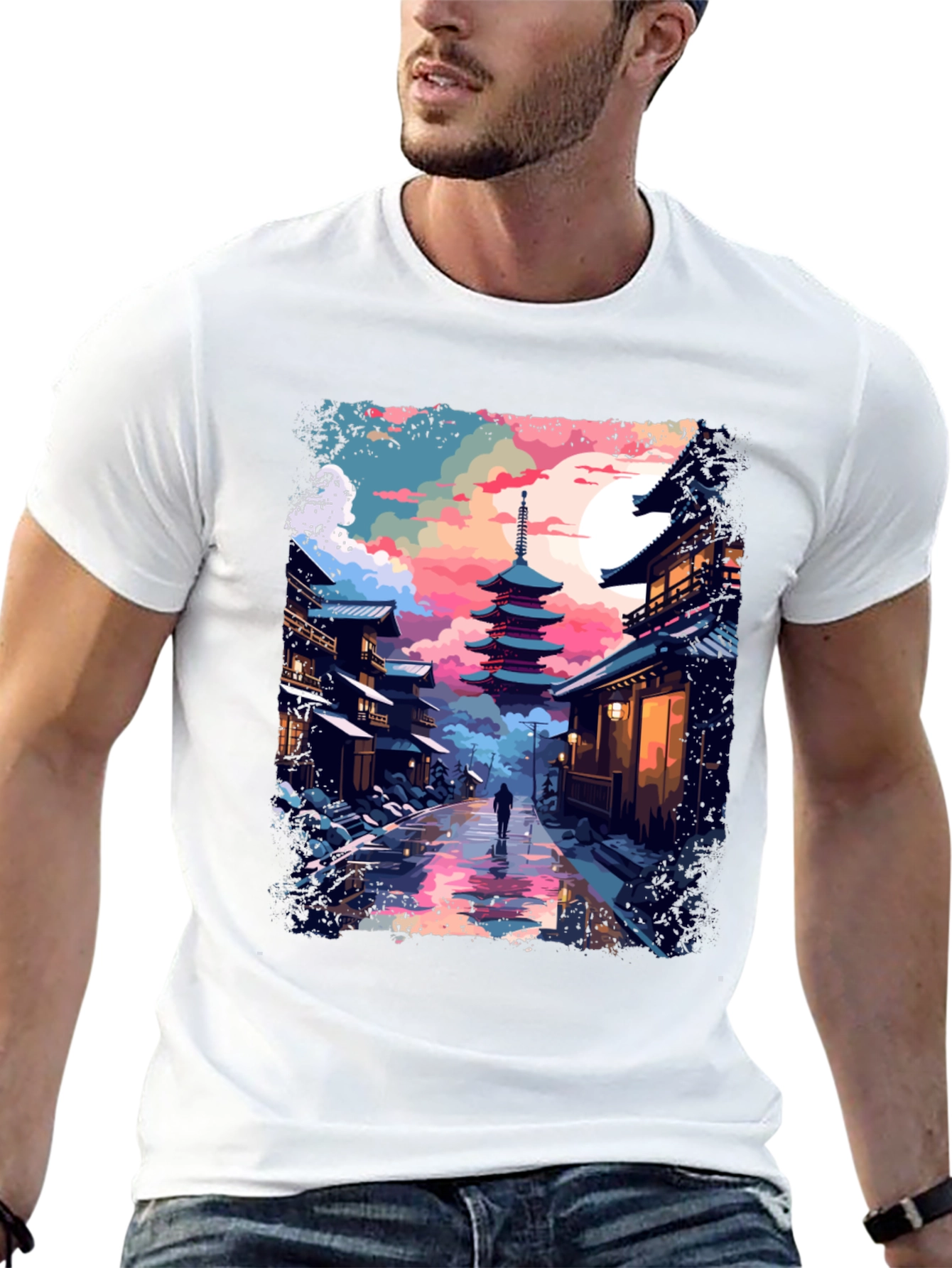 Japanese Pagoda T-Shirt - Artistic Design