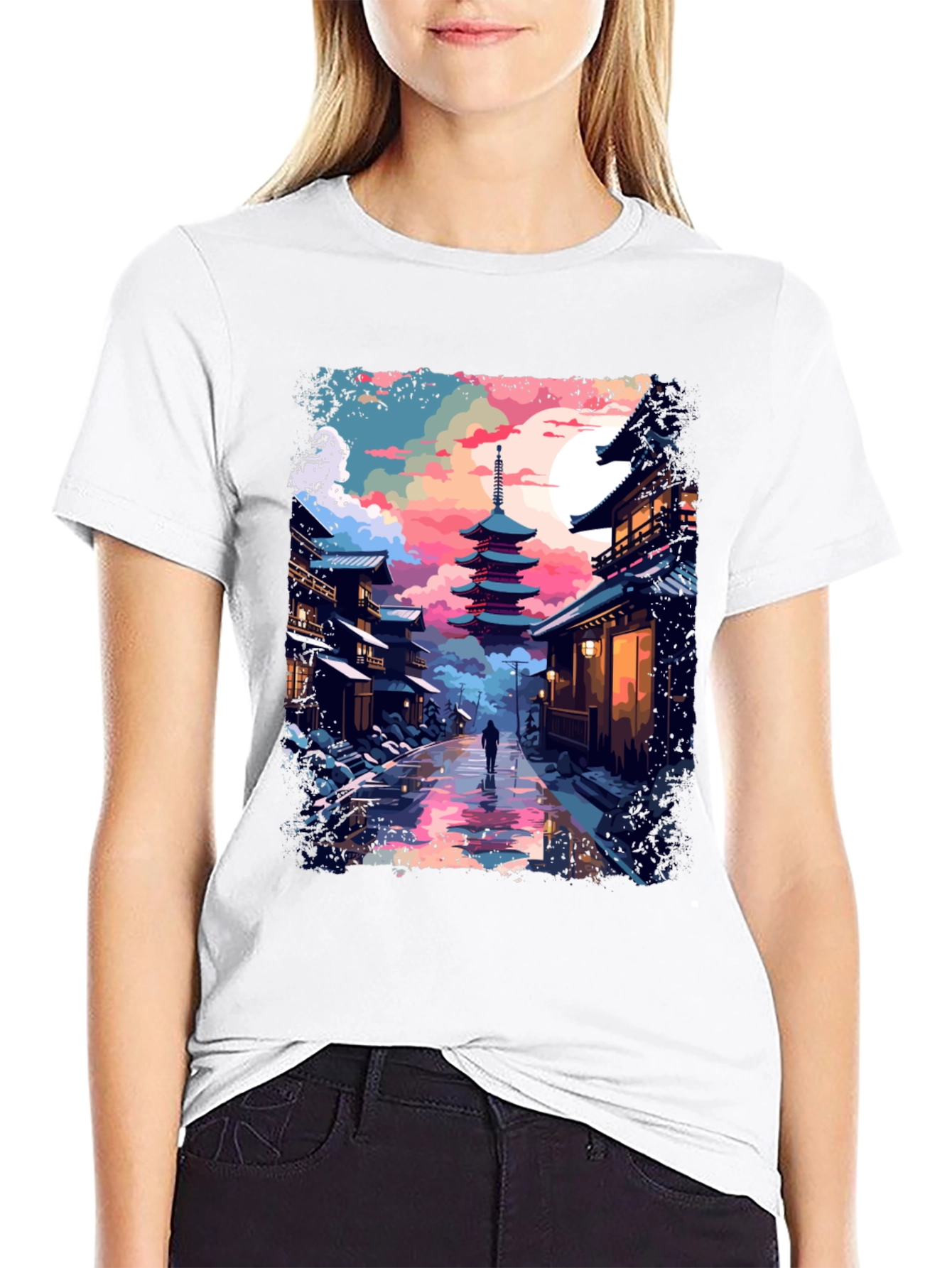 Japanese Pagoda T-Shirt - Artistic Design