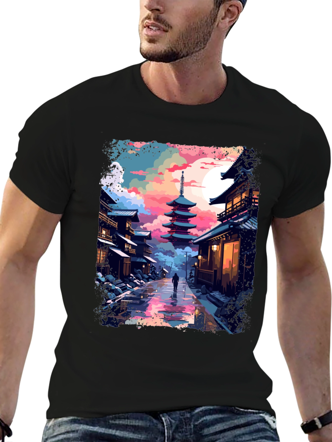 Japanese Pagoda T-Shirt - Artistic Design