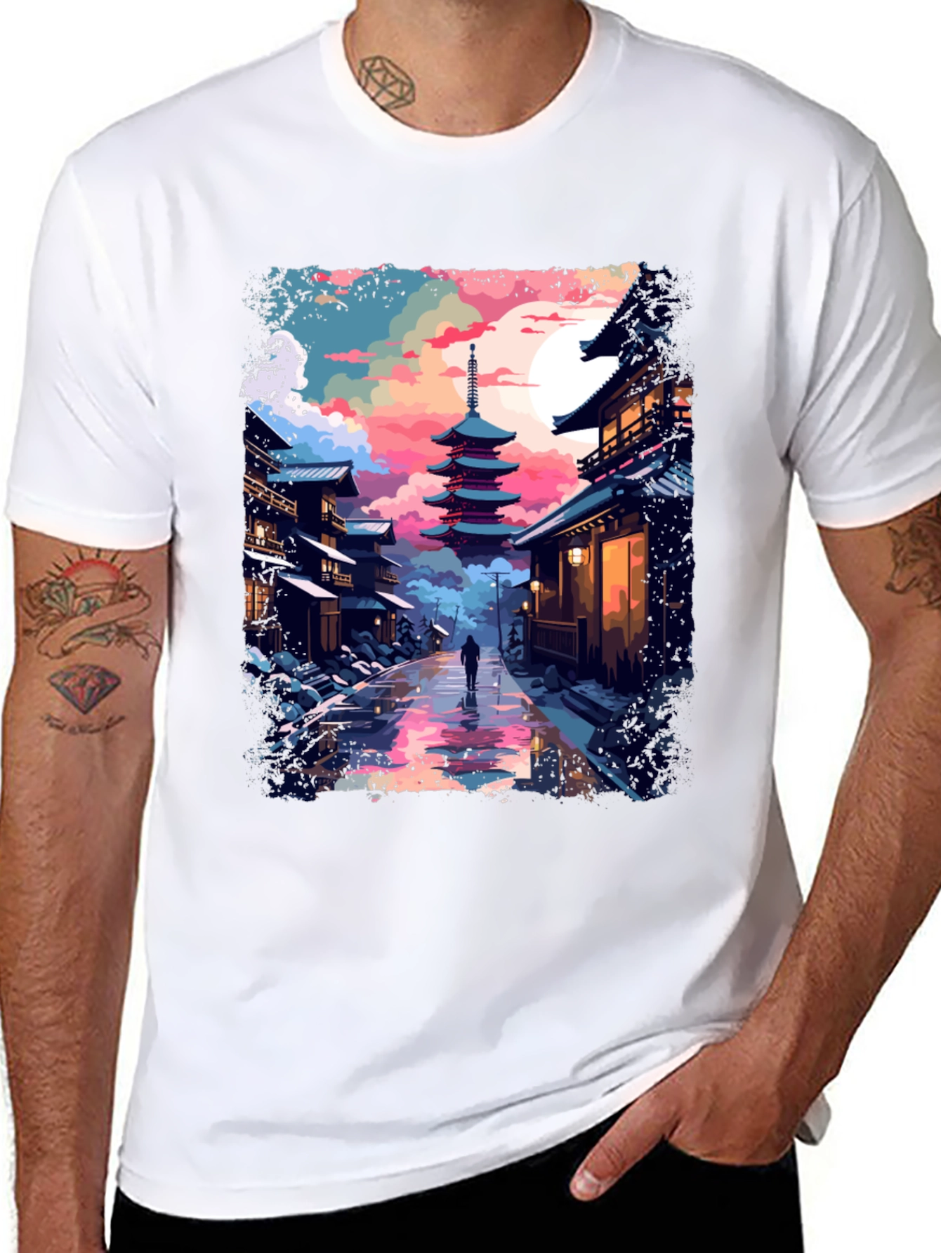 Japanese Pagoda T-Shirt - Artistic Design