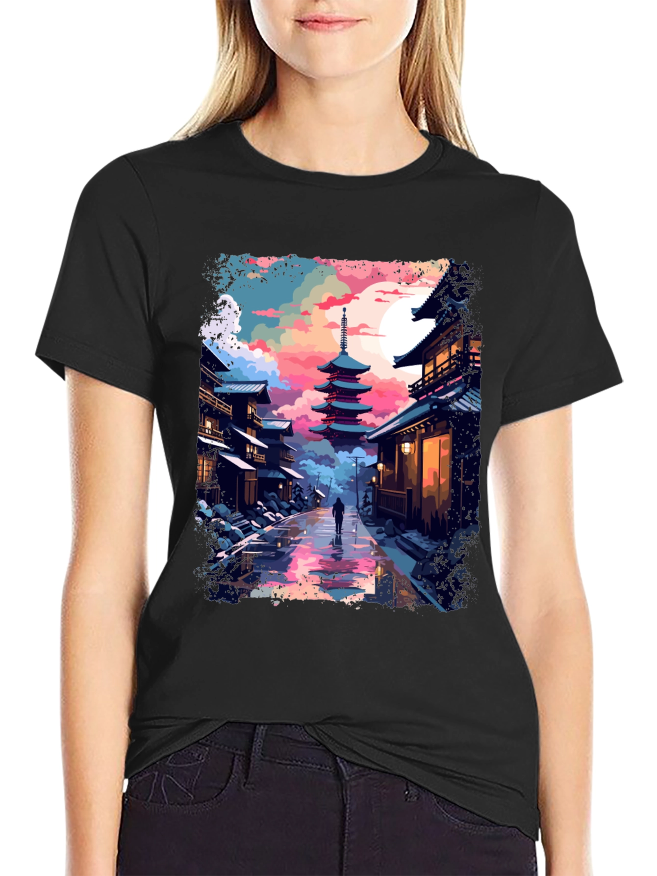 Japanese Pagoda T-Shirt - Artistic Design