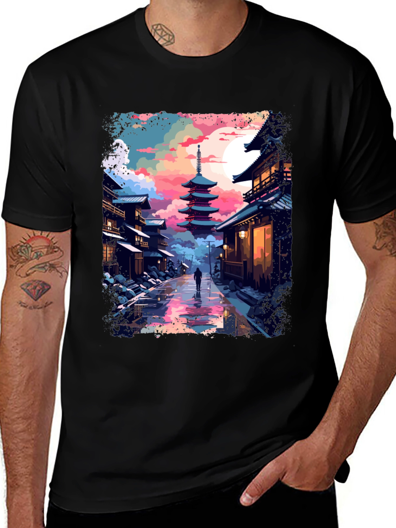 Japanese Pagoda T-Shirt - Artistic Design