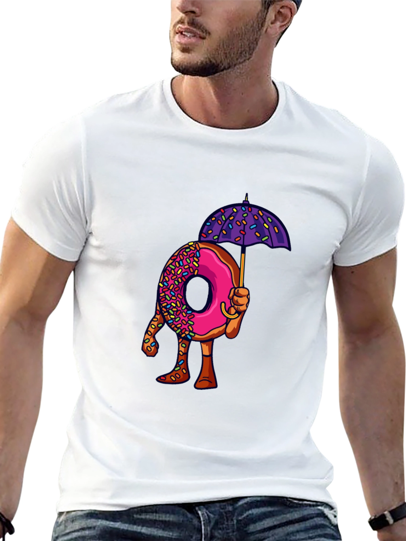 Donut Umbrella Graphic Tee - Unique Novelty Design