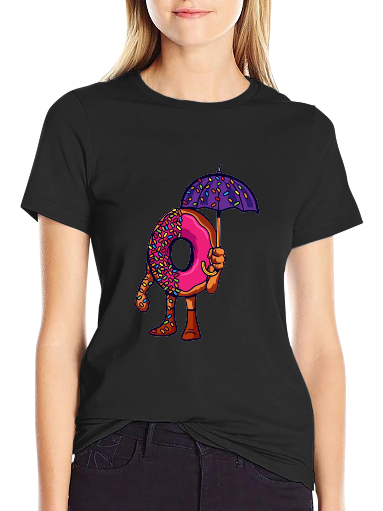 Donut Umbrella Graphic Tee - Unique Novelty Design