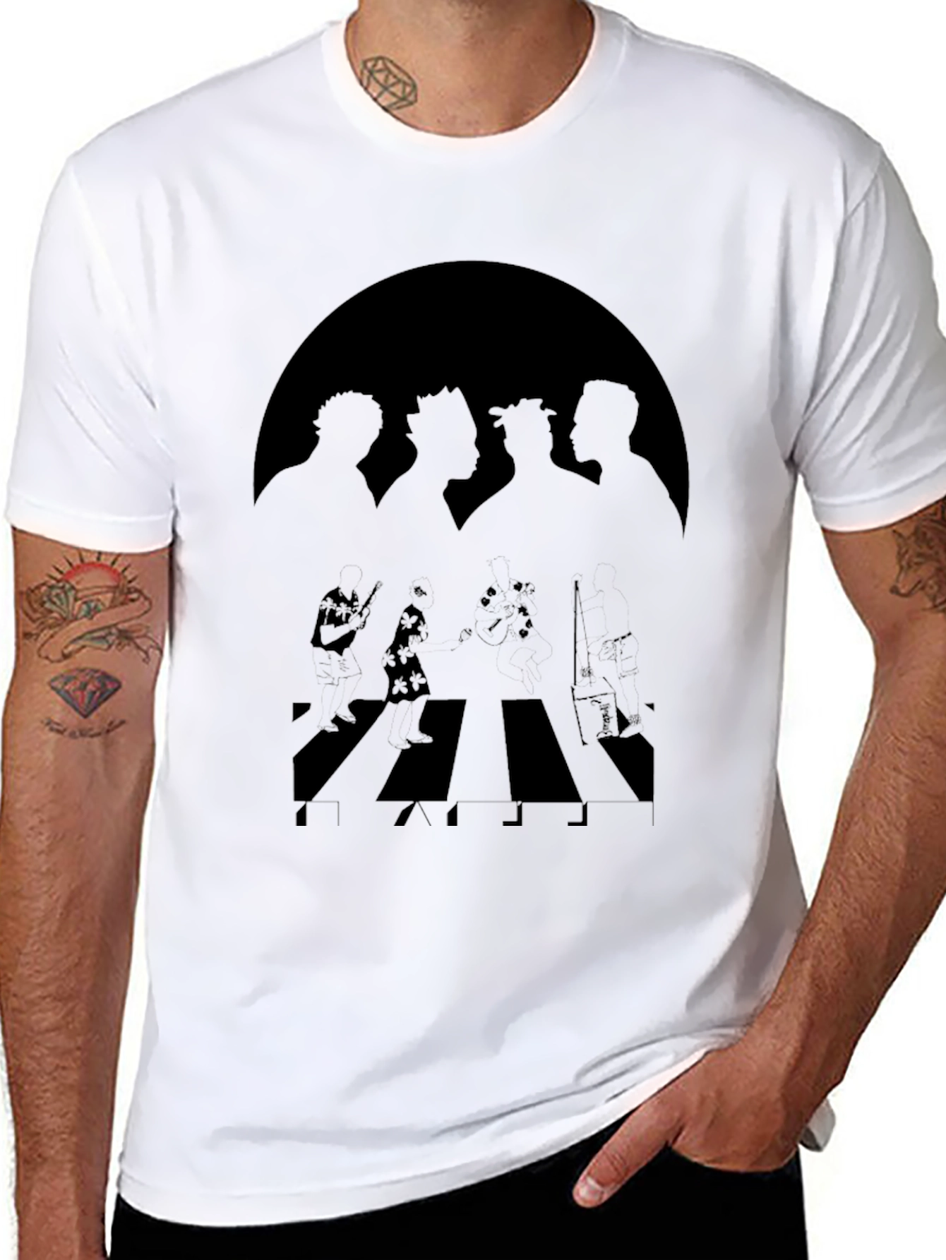 One Piece Abbey Road Style Black T-Shirt