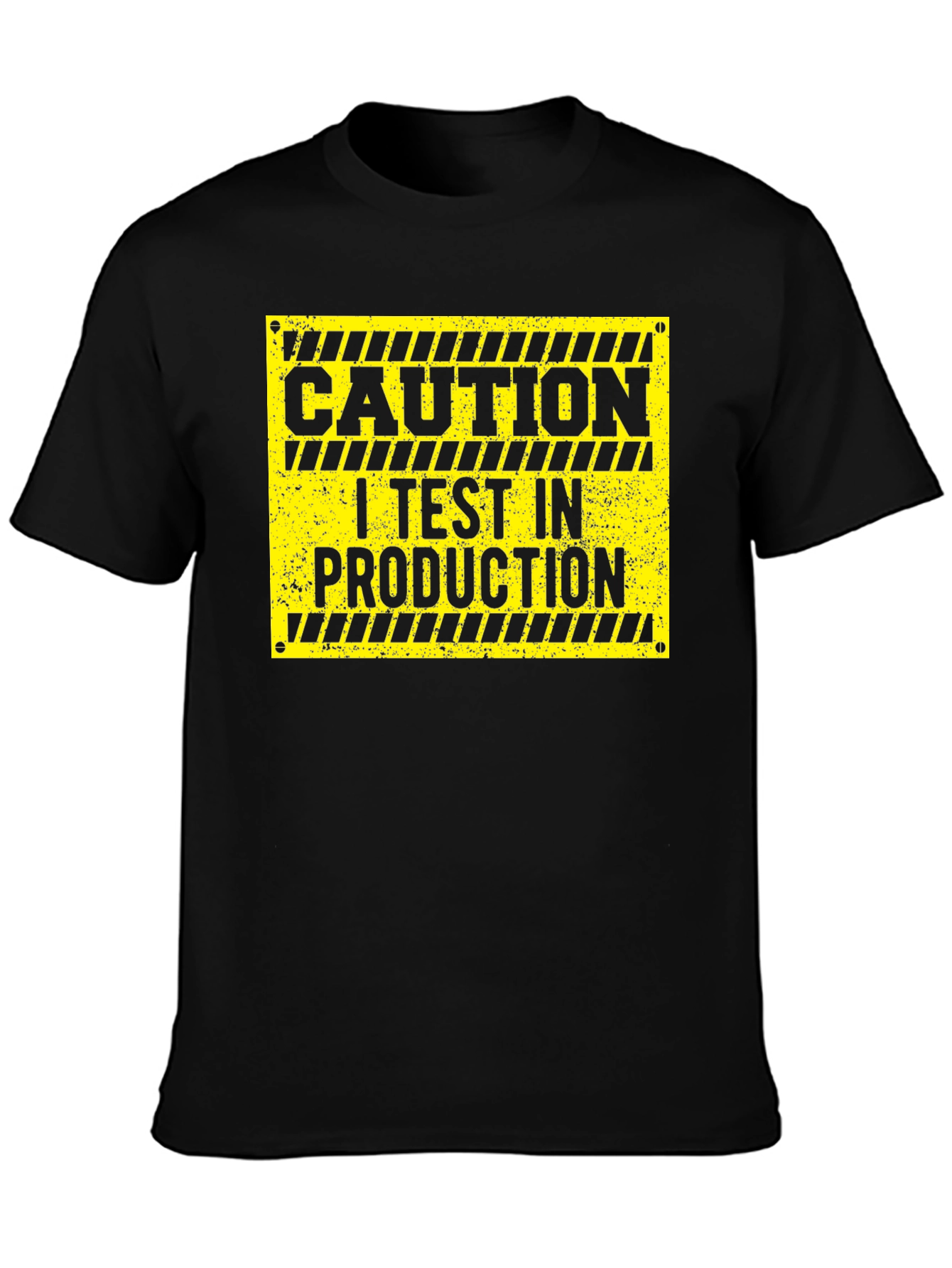 Caution I Test In Production Black T-Shirt