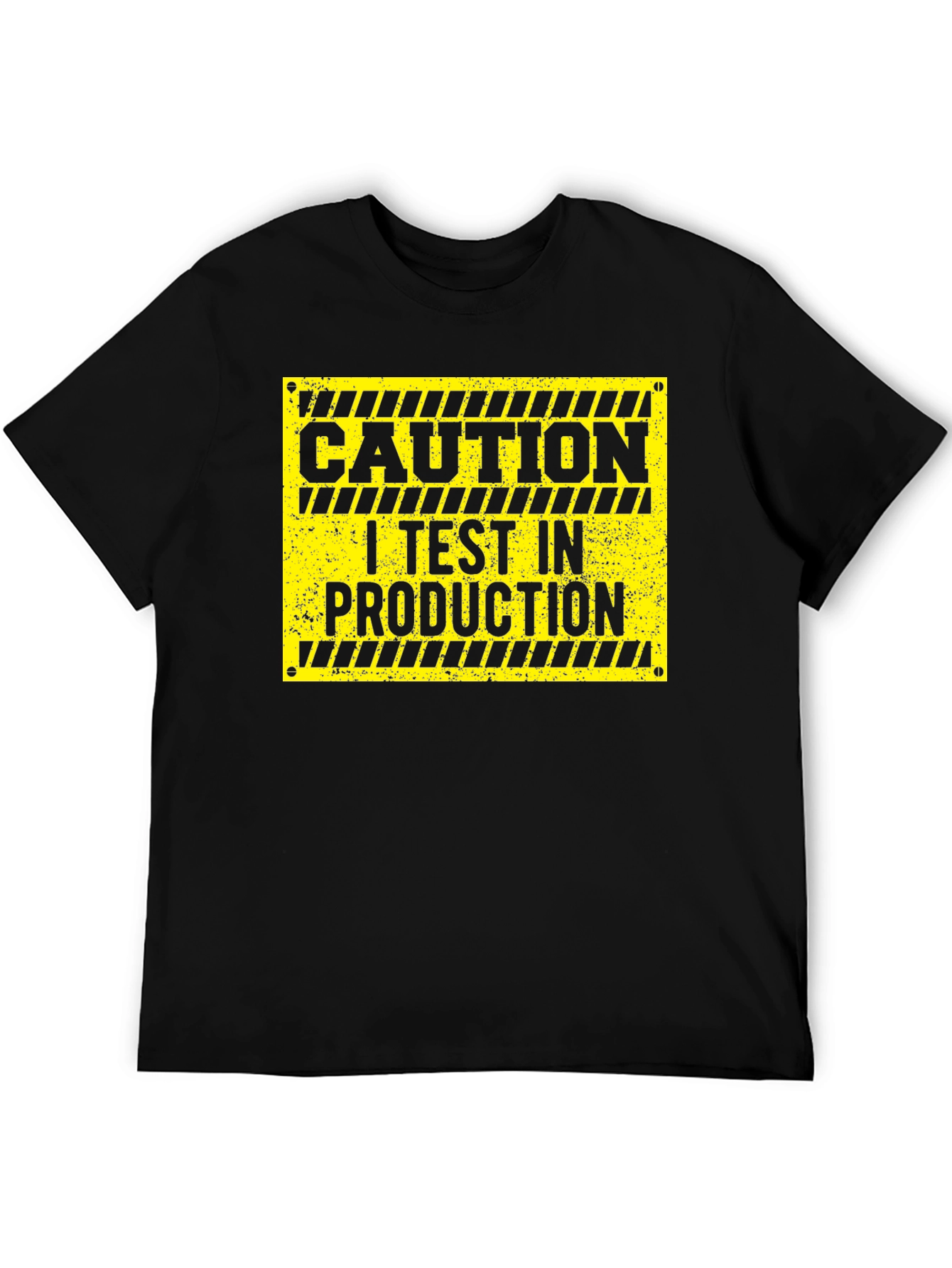 Caution I Test In Production Black T-Shirt
