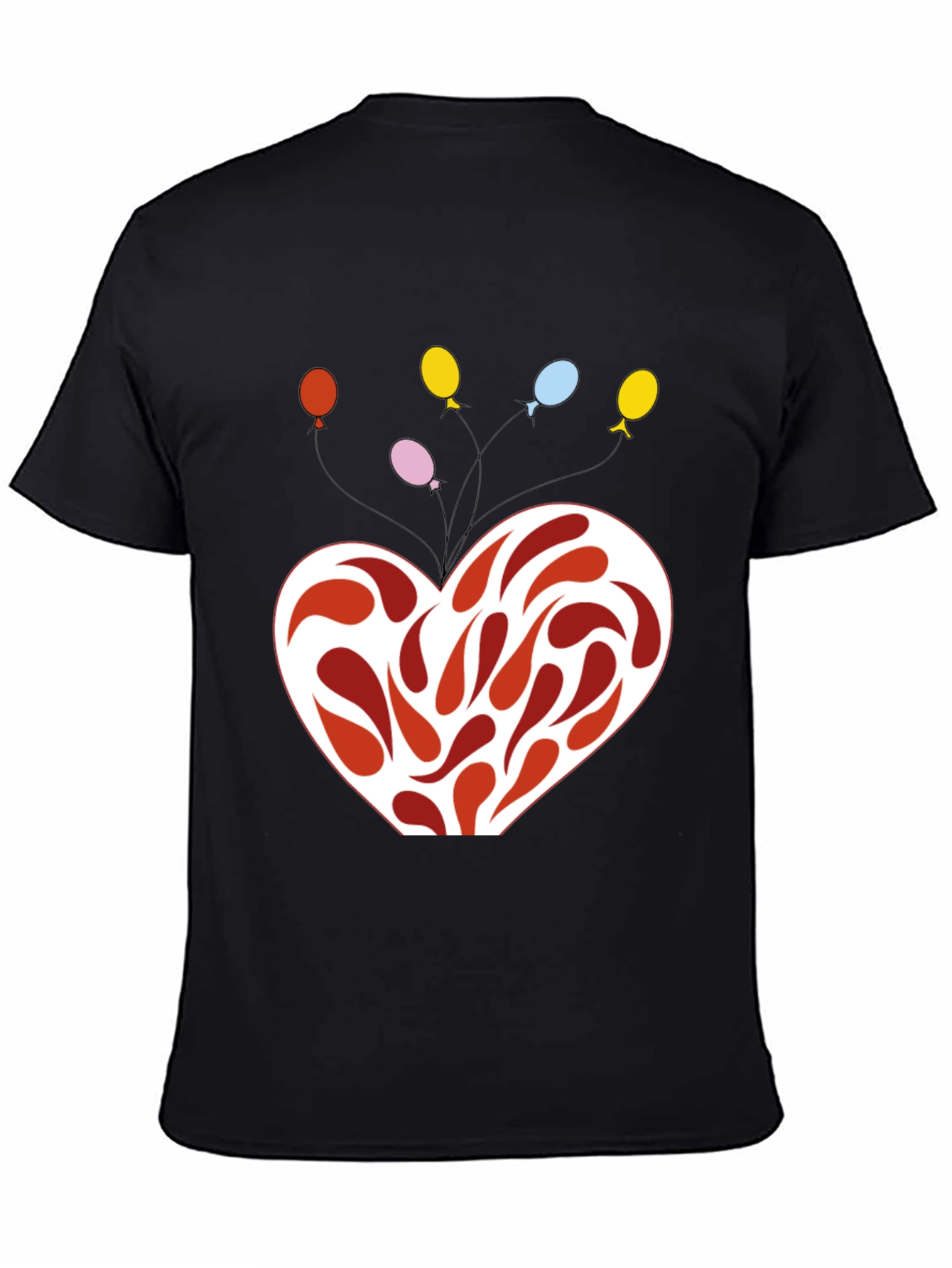 Heart Balloons Graphic Black T-Shirt