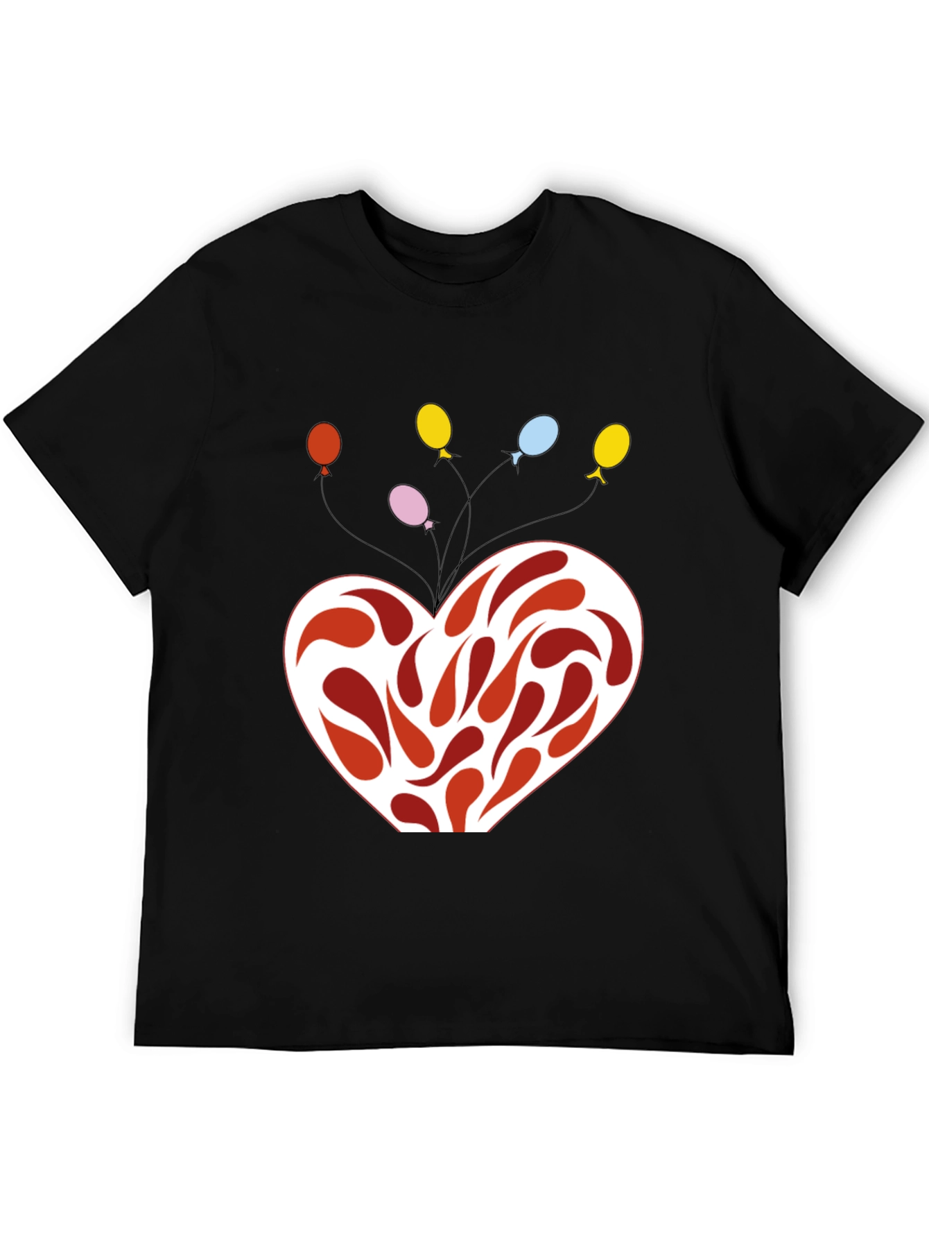 Heart Balloons Graphic Black T-Shirt