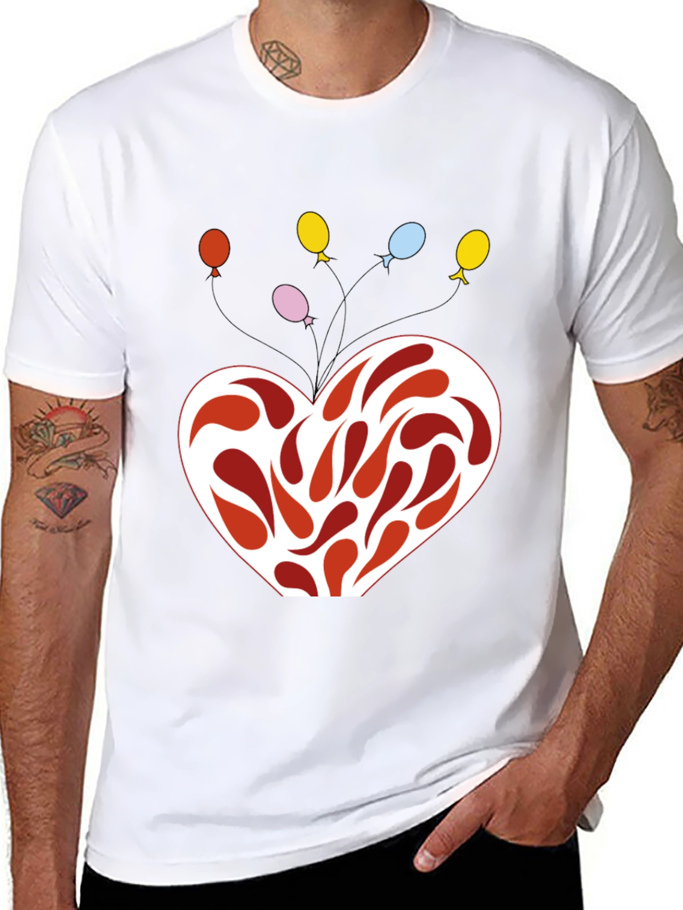 Heart Balloons Graphic Black T-Shirt