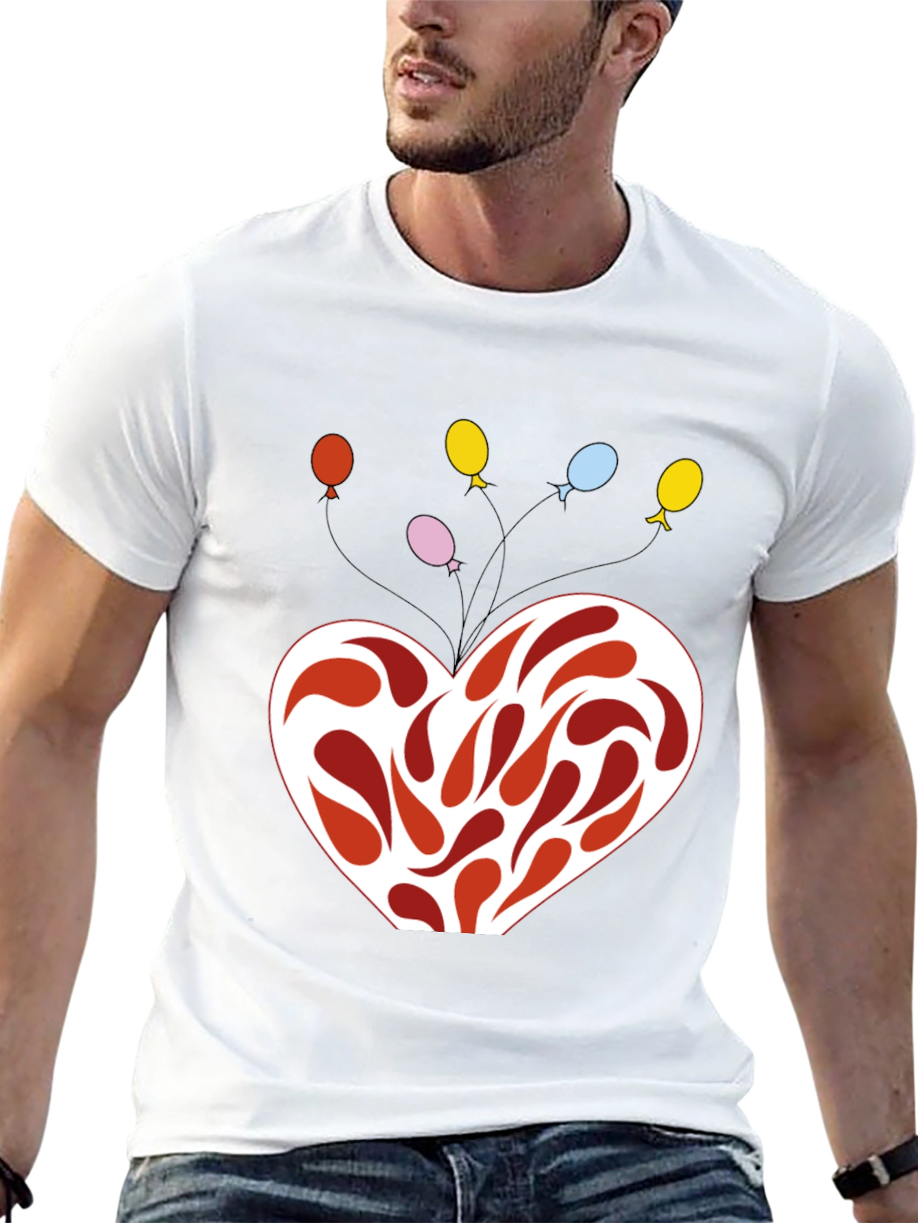 Heart Balloons Graphic Black T-Shirt