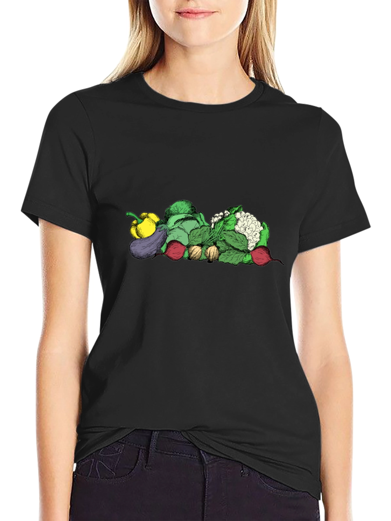 Vegetable Medley Graphic Tee - Black Unisex Shirt