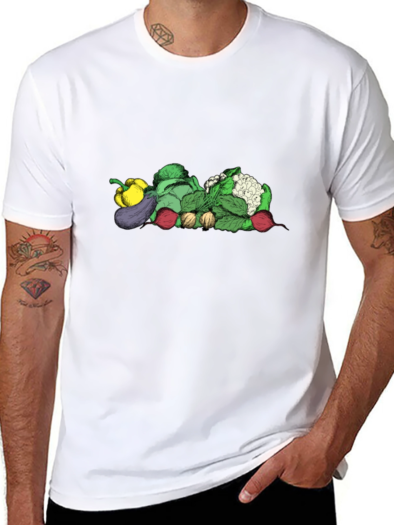 Vegetable Medley Graphic Tee - Black Unisex Shirt