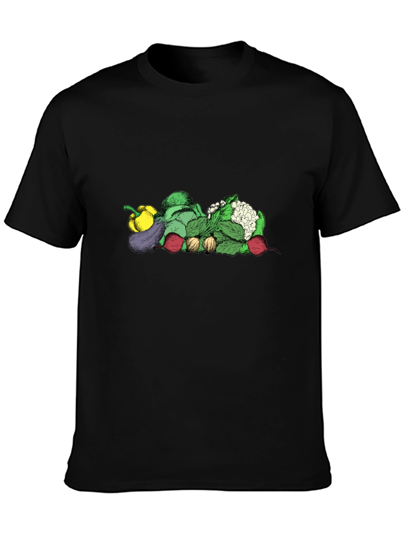 Vegetable Medley Graphic Tee - Black Unisex Shirt