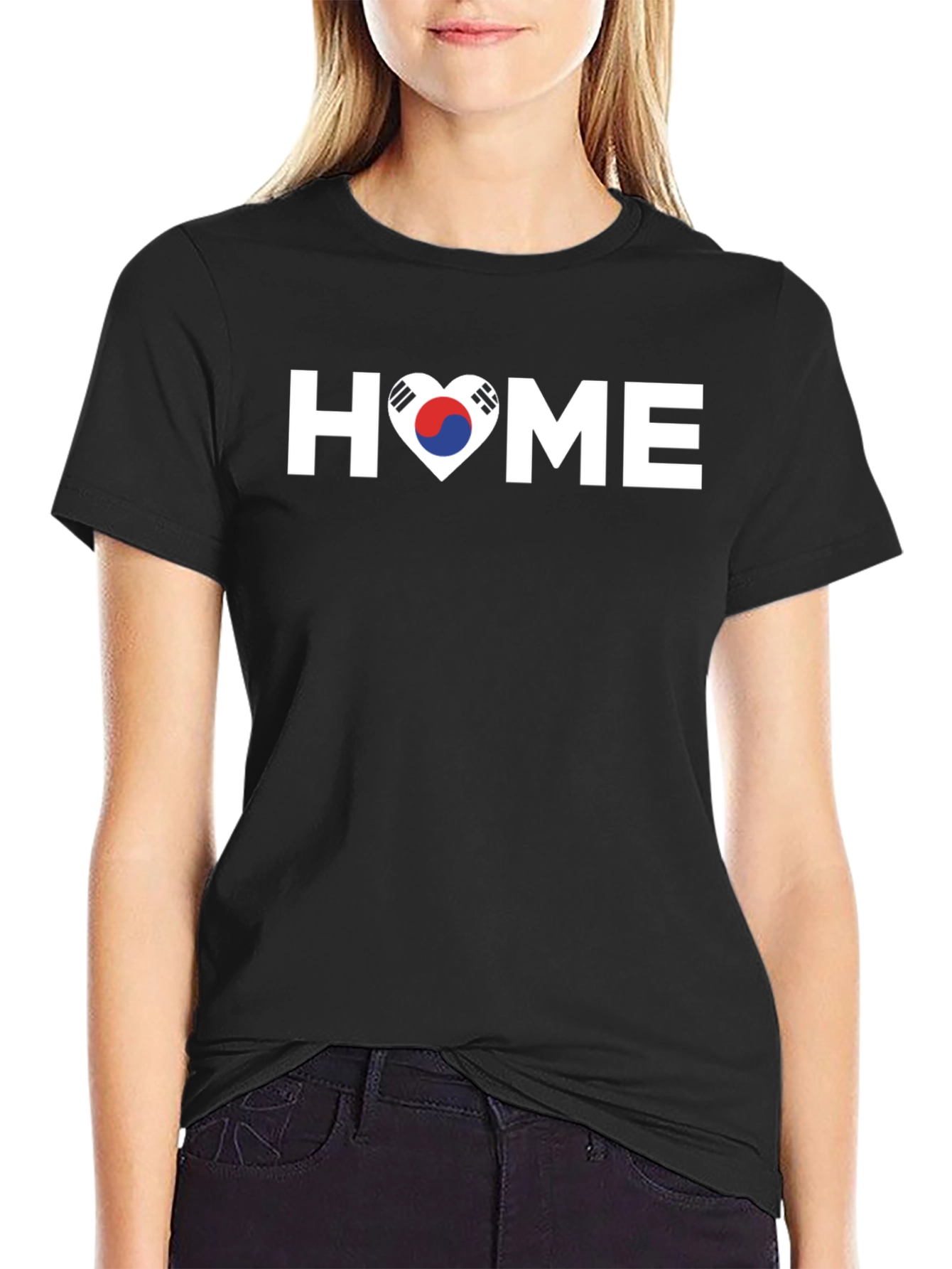 Korean Pride Heart Home T-Shirt - Black