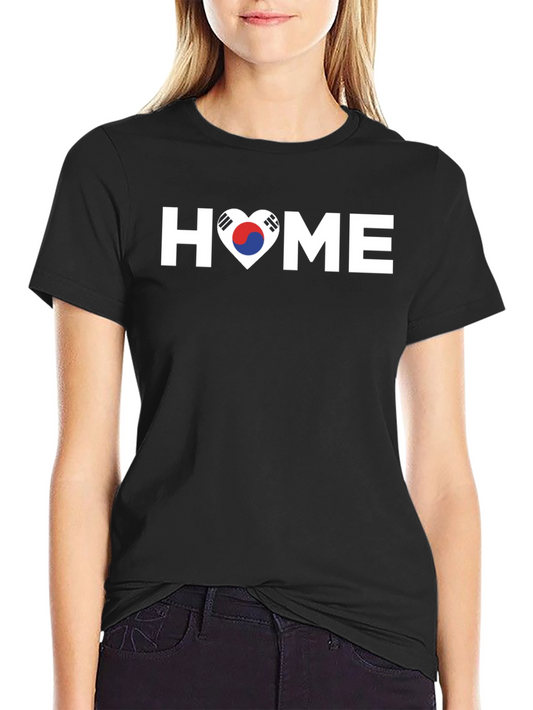 Korean Pride Heart Home T-Shirt - Black