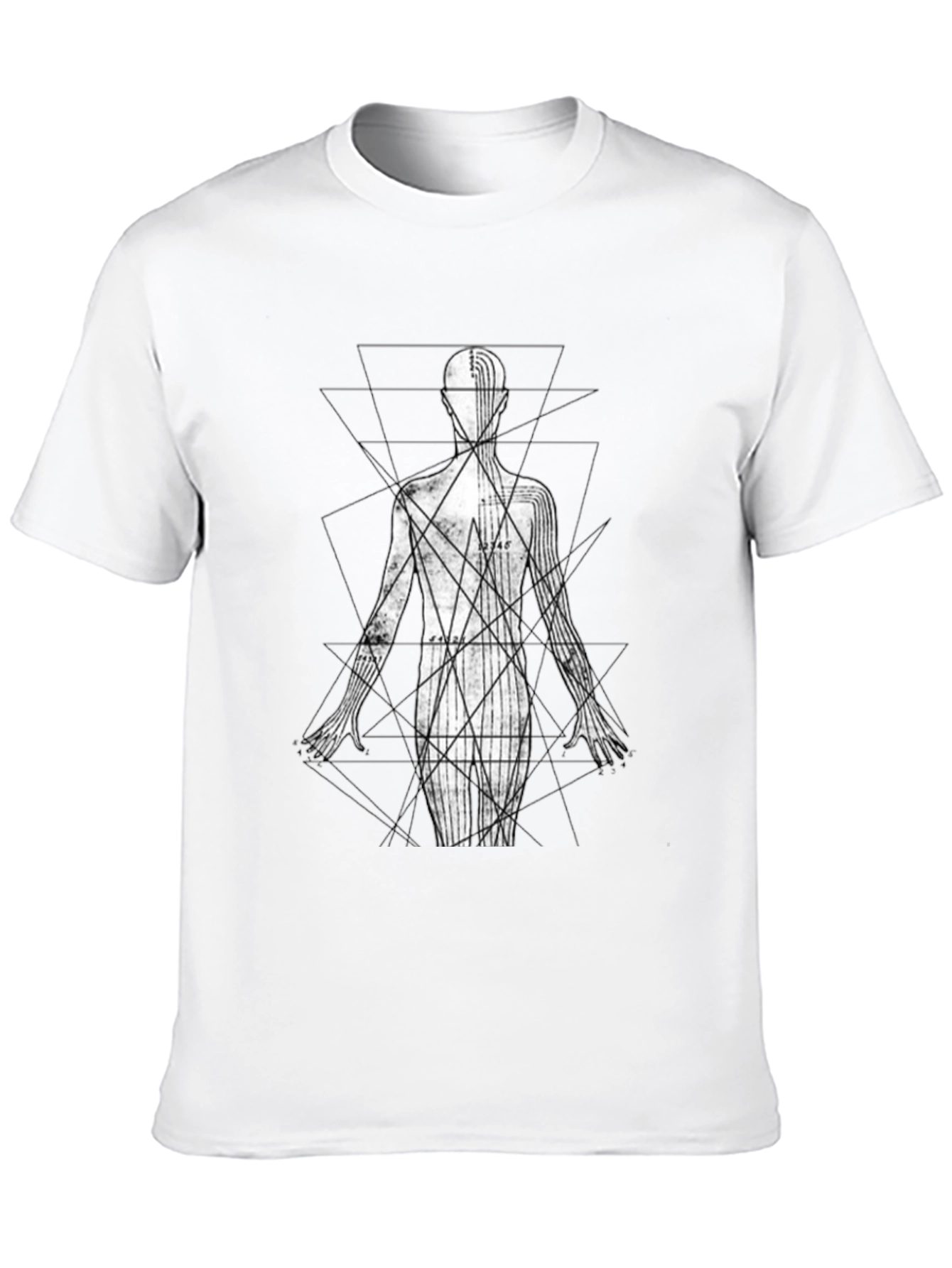 Geometric Human Figure Graphic Black T-Shirt