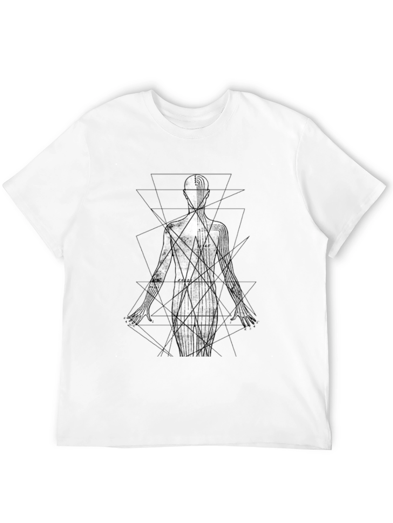 Geometric Human Figure Graphic Black T-Shirt