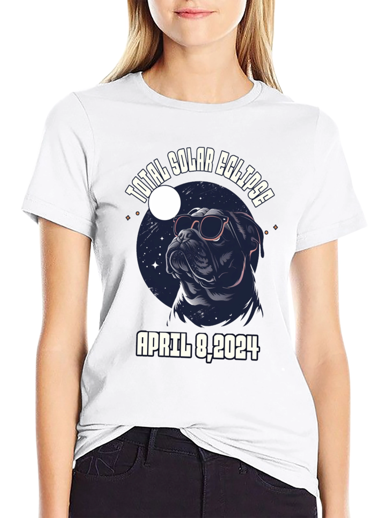 Total Solar Eclipse April 8 2024 T-Shirt Bulldog