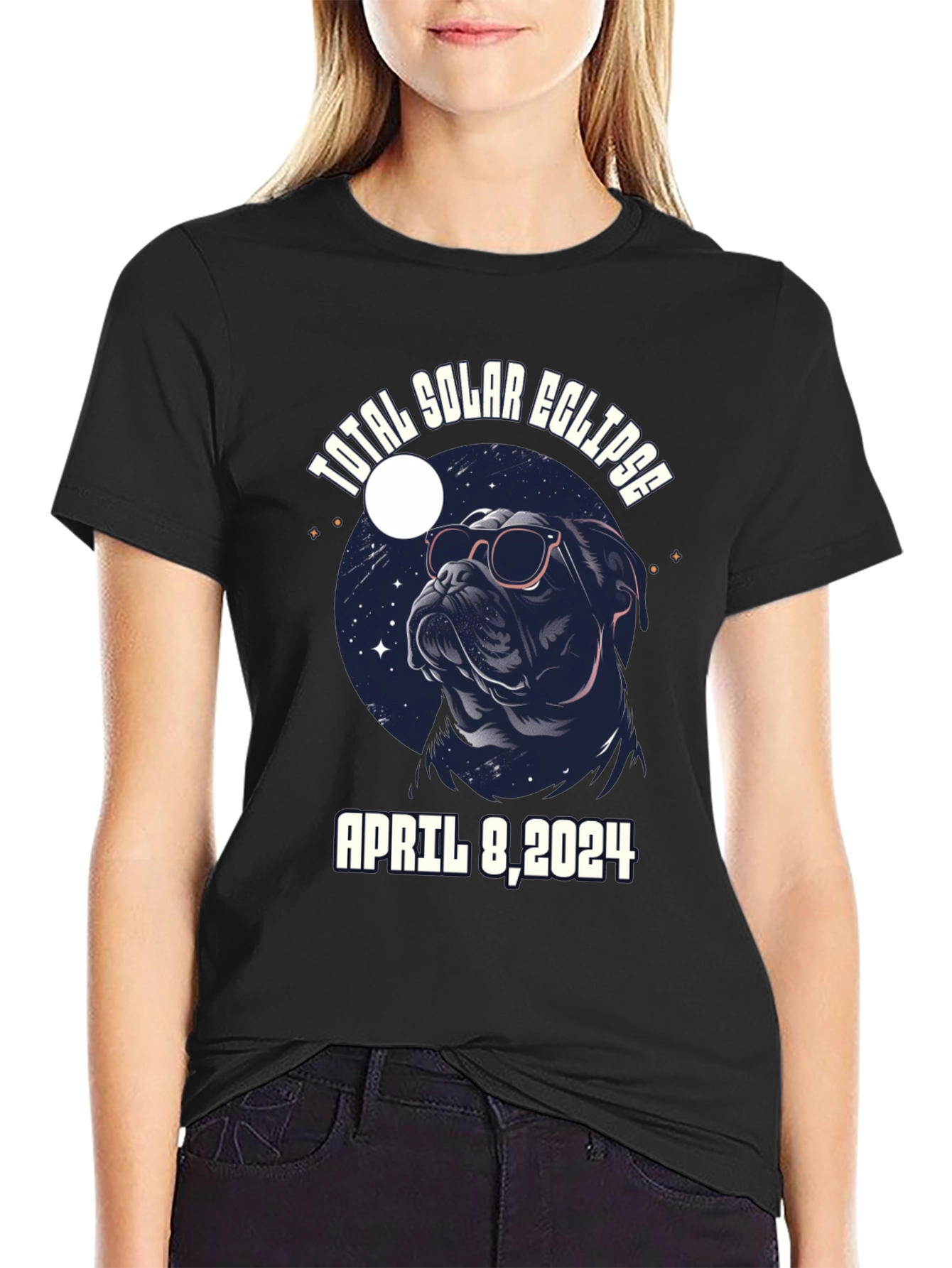 Total Solar Eclipse April 8 2024 T-Shirt Bulldog