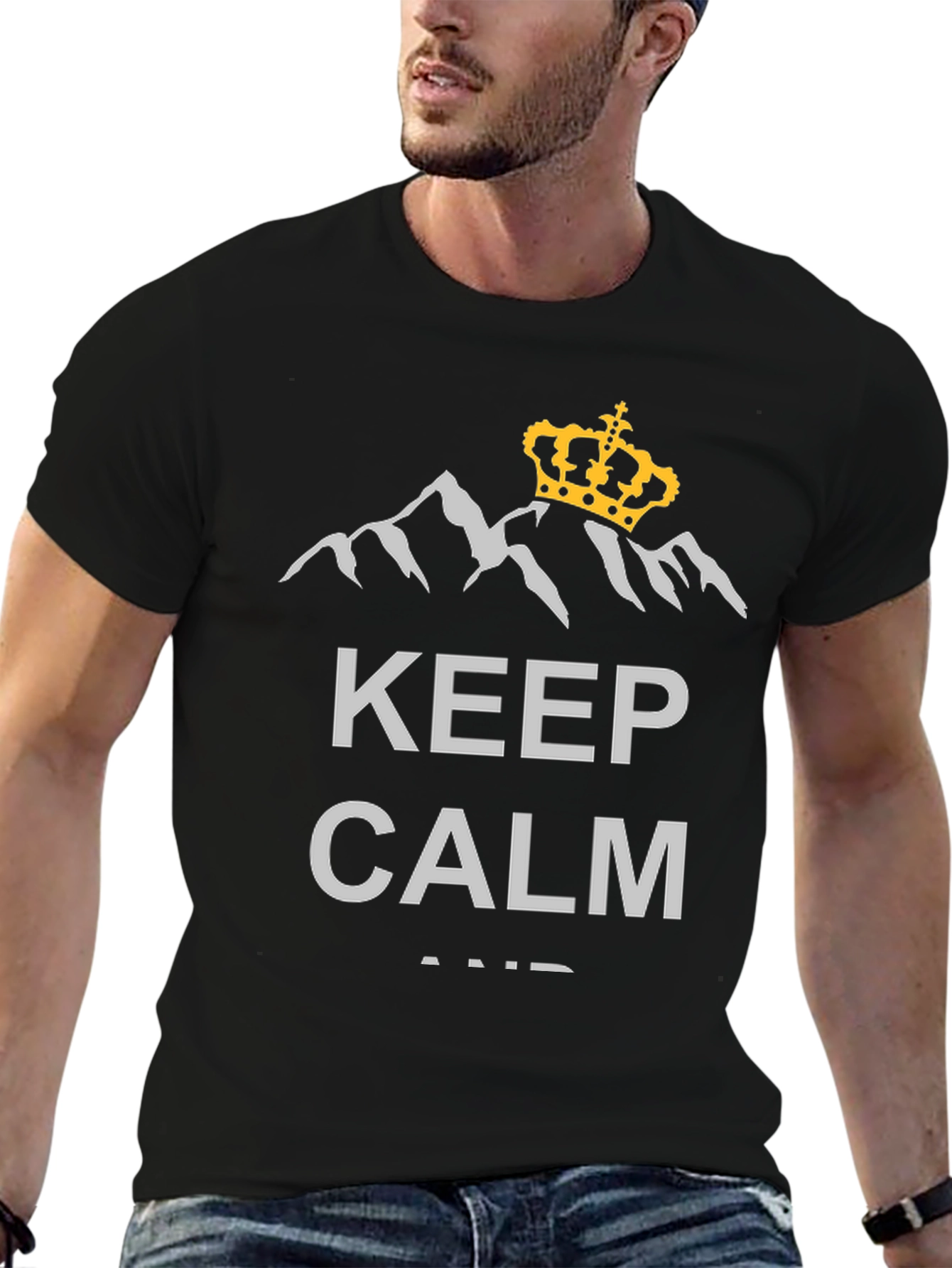 Keep Calm Mountain Crown T-Shirt - Stylish Graphic Tee