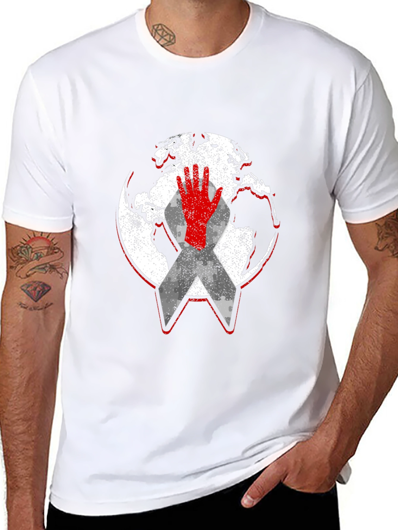 Global Awareness Graphic Tee - Black Cotton Comfort