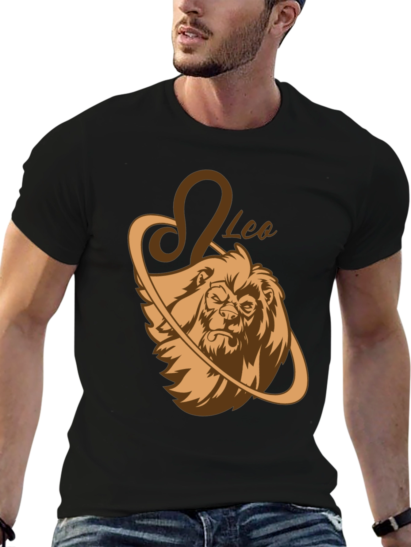 Leo Zodiac Graphic Tee - Black Lion Shirt